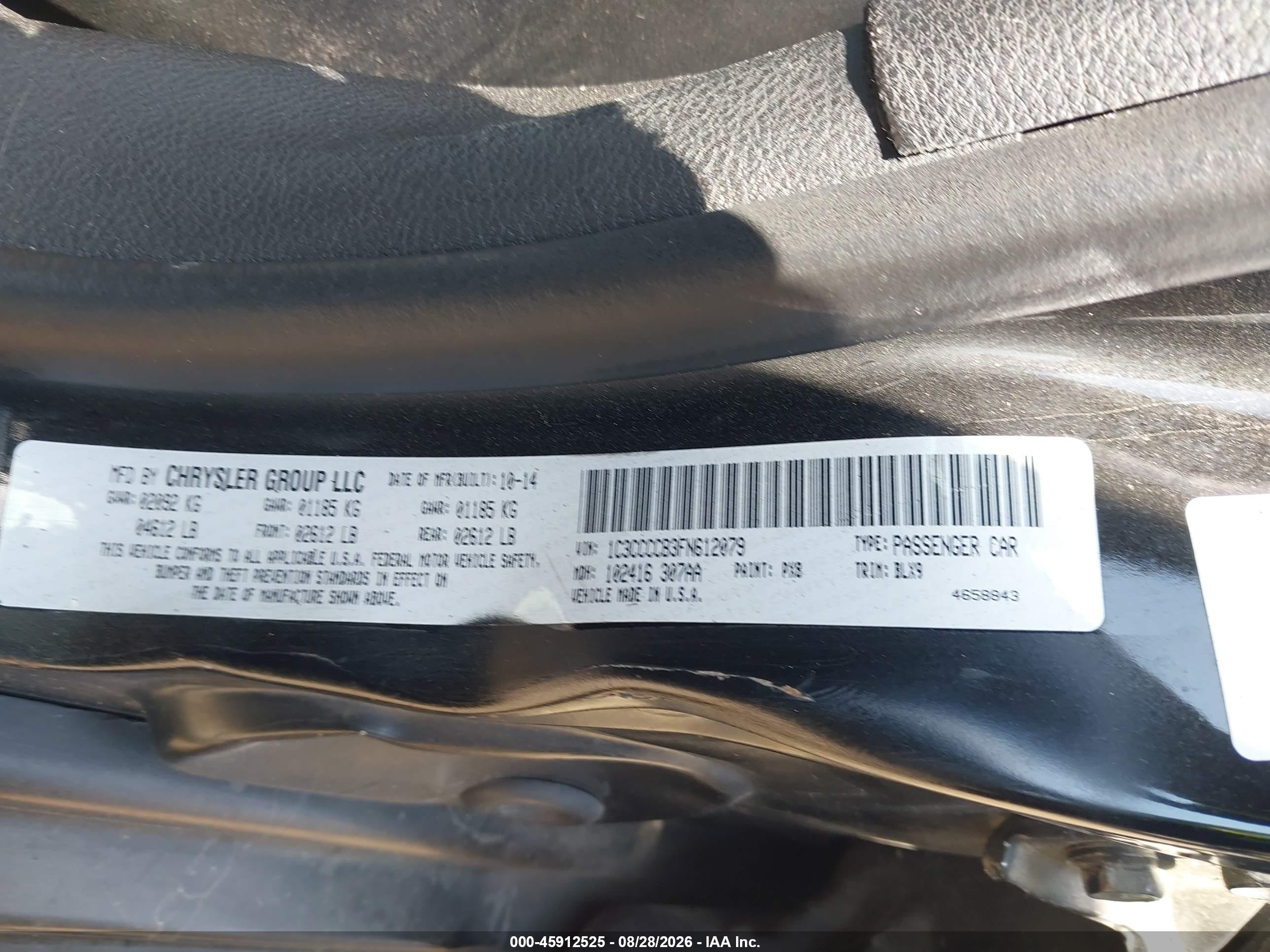 2015 Chrysler 200 C Black vin: 1C3CCCCB3FN612079
