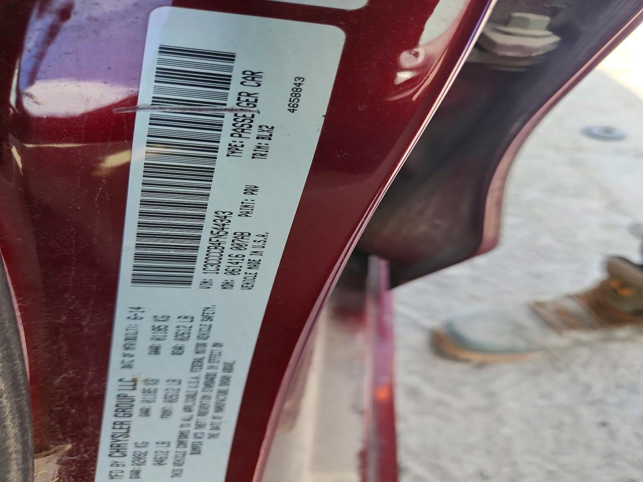 2015 Chrysler 200 C Red vin: 1C3CCCCB4FN544343