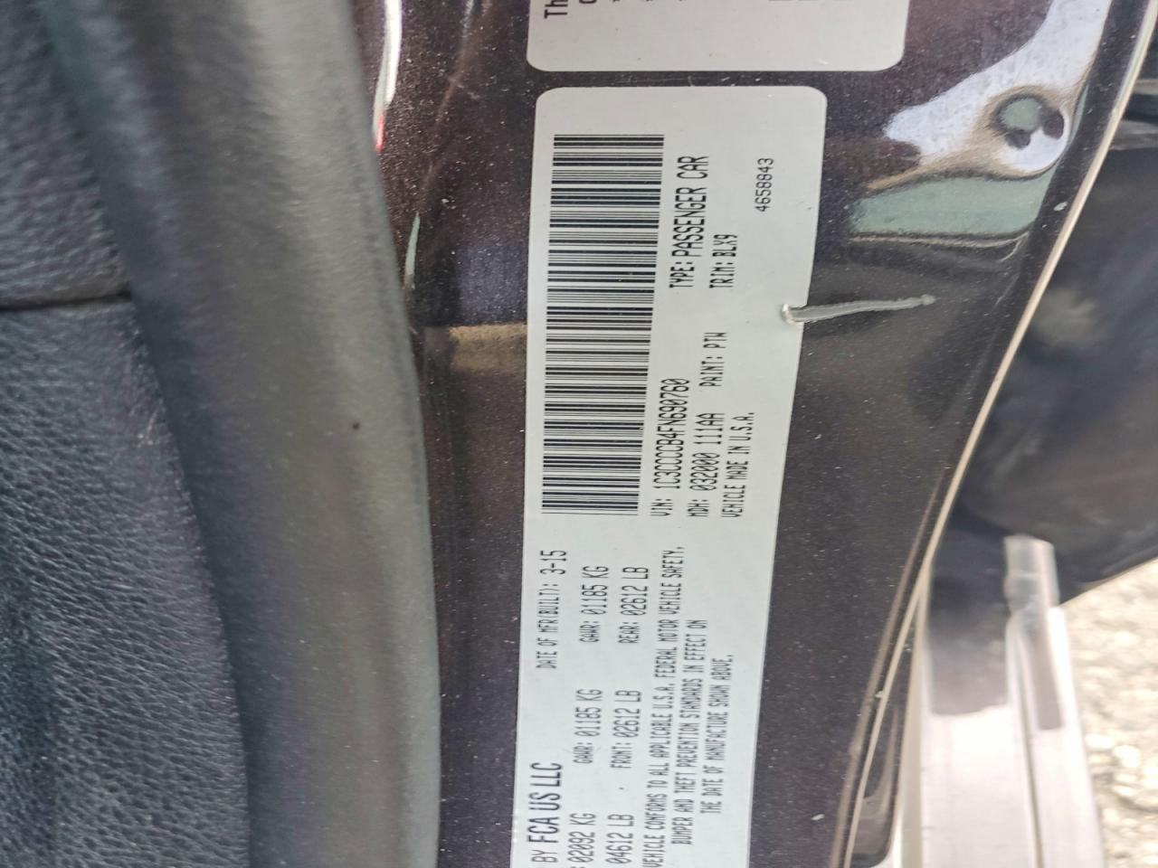 2015 Chrysler 200 C Charcoal vin: 1C3CCCCB4FN690760
