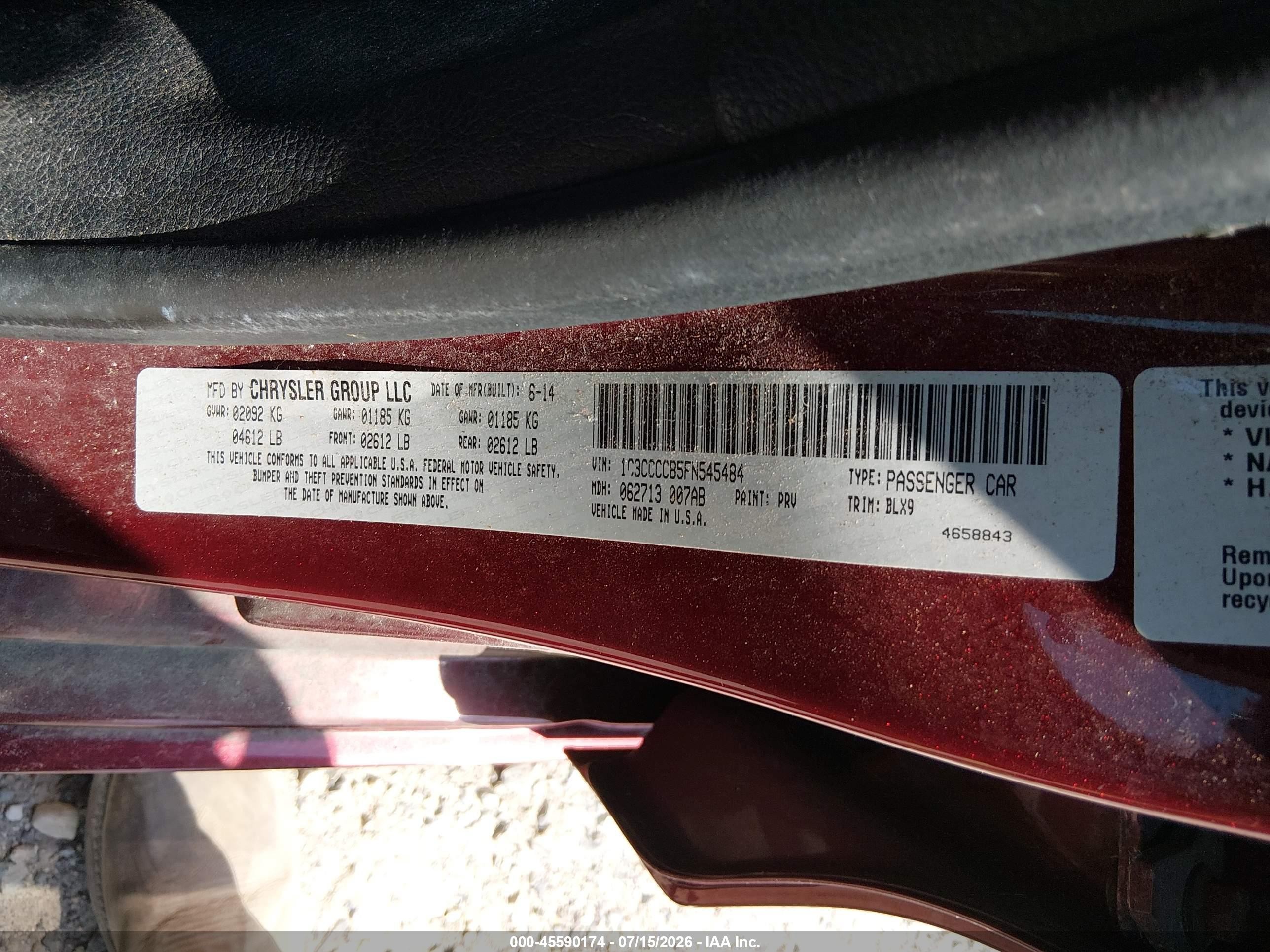 2015 Chrysler 200 C Красный vin: 1C3CCCCB5FN545484
