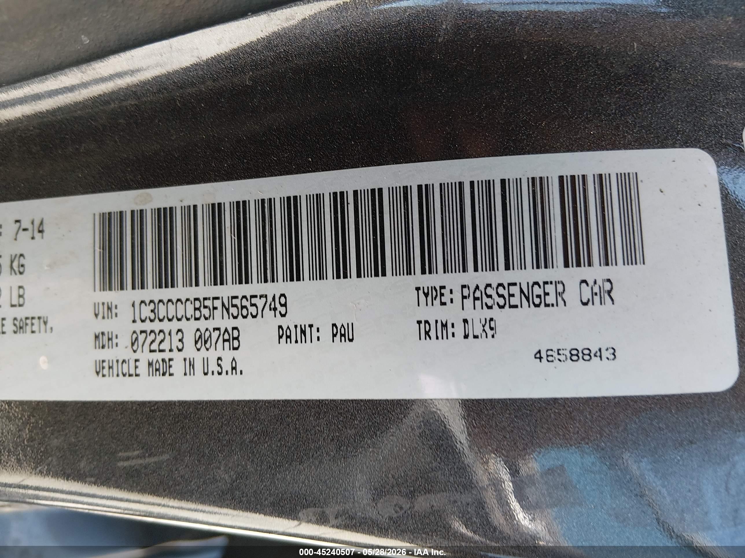 2015 Chrysler 200 C Gray vin: 1C3CCCCB5FN565749