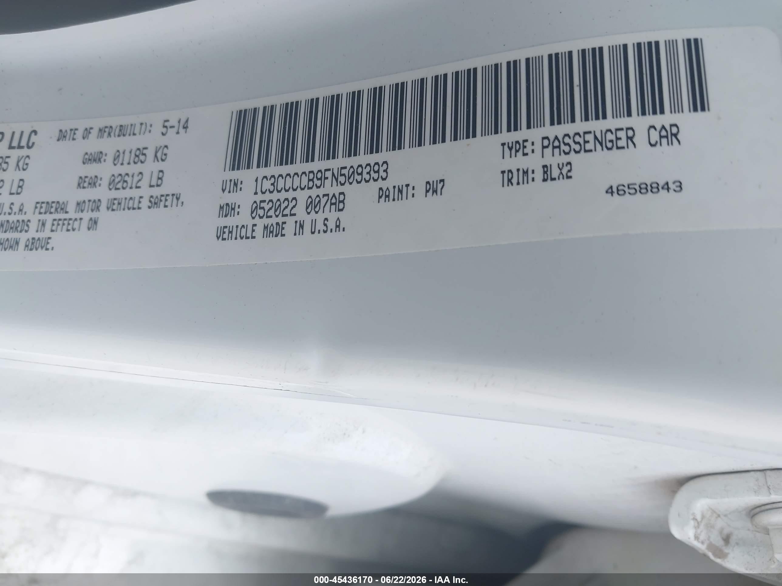 2015 Chrysler 200 C White vin: 1C3CCCCB9FN509393
