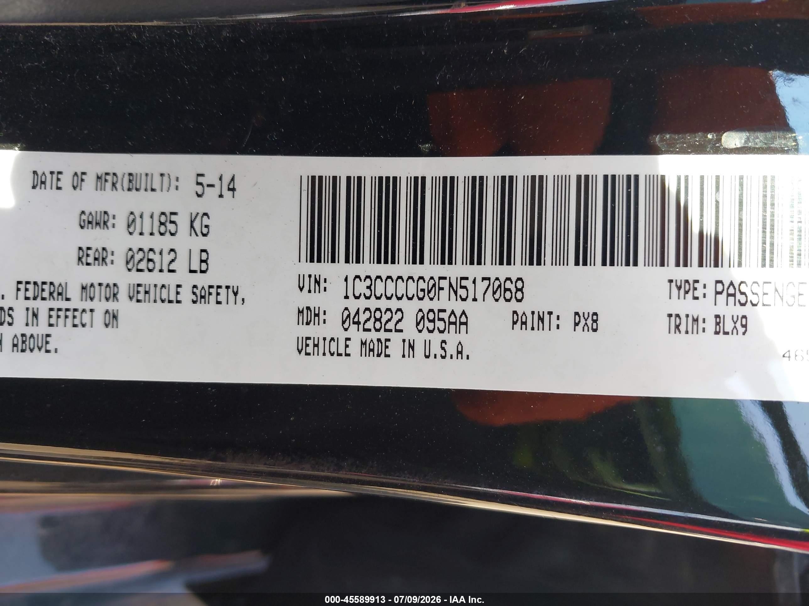 2015 Chrysler 200 C Black vin: 1C3CCCCG0FN517068