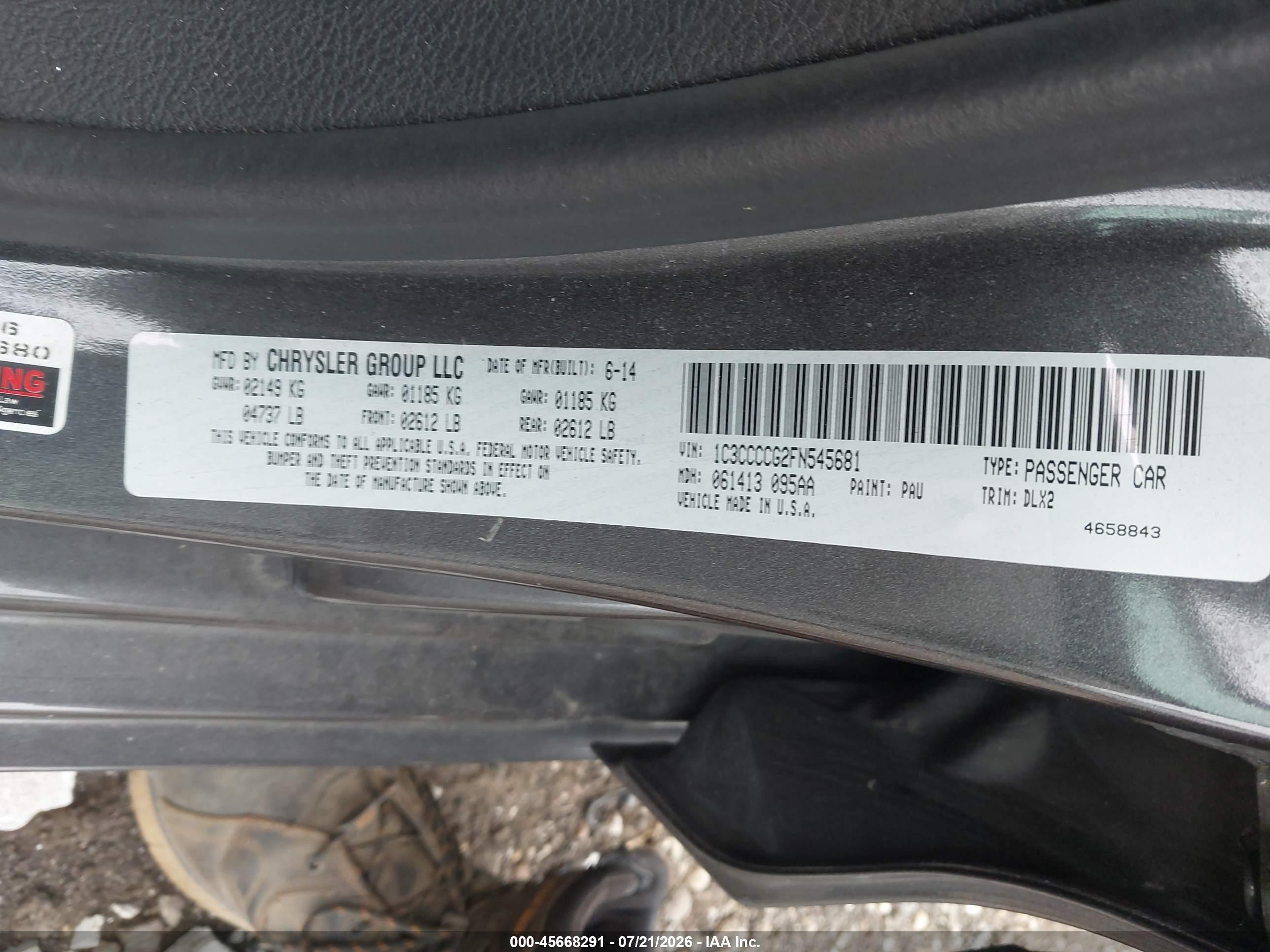2015 Chrysler 200 C Gray vin: 1C3CCCCG2FN545681