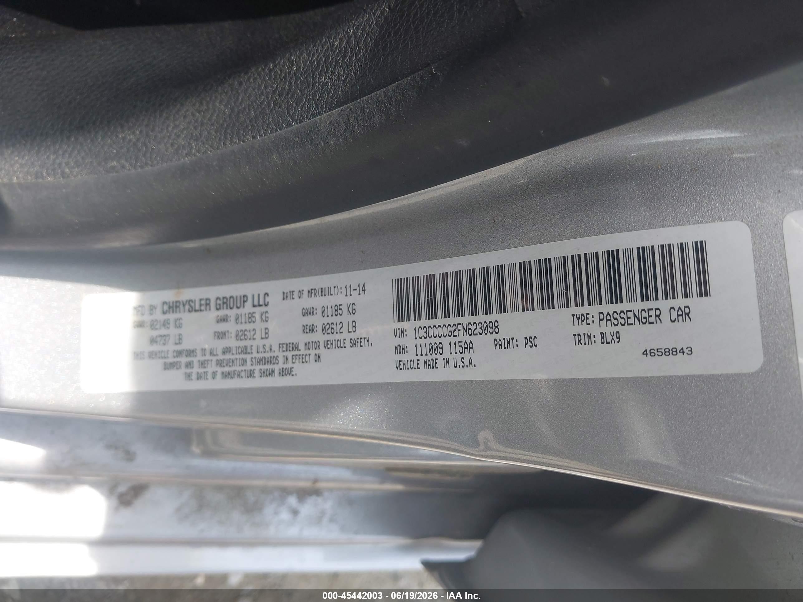 2015 Chrysler 200 C Silver vin: 1C3CCCCG2FN623098