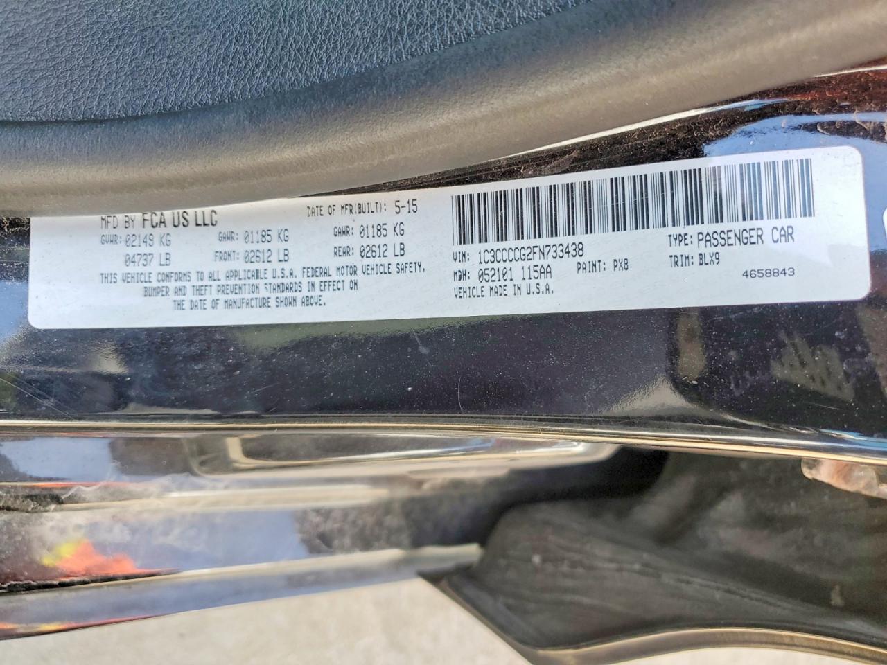 2015 Chrysler 200 C Черный vin: 1C3CCCCG2FN733438