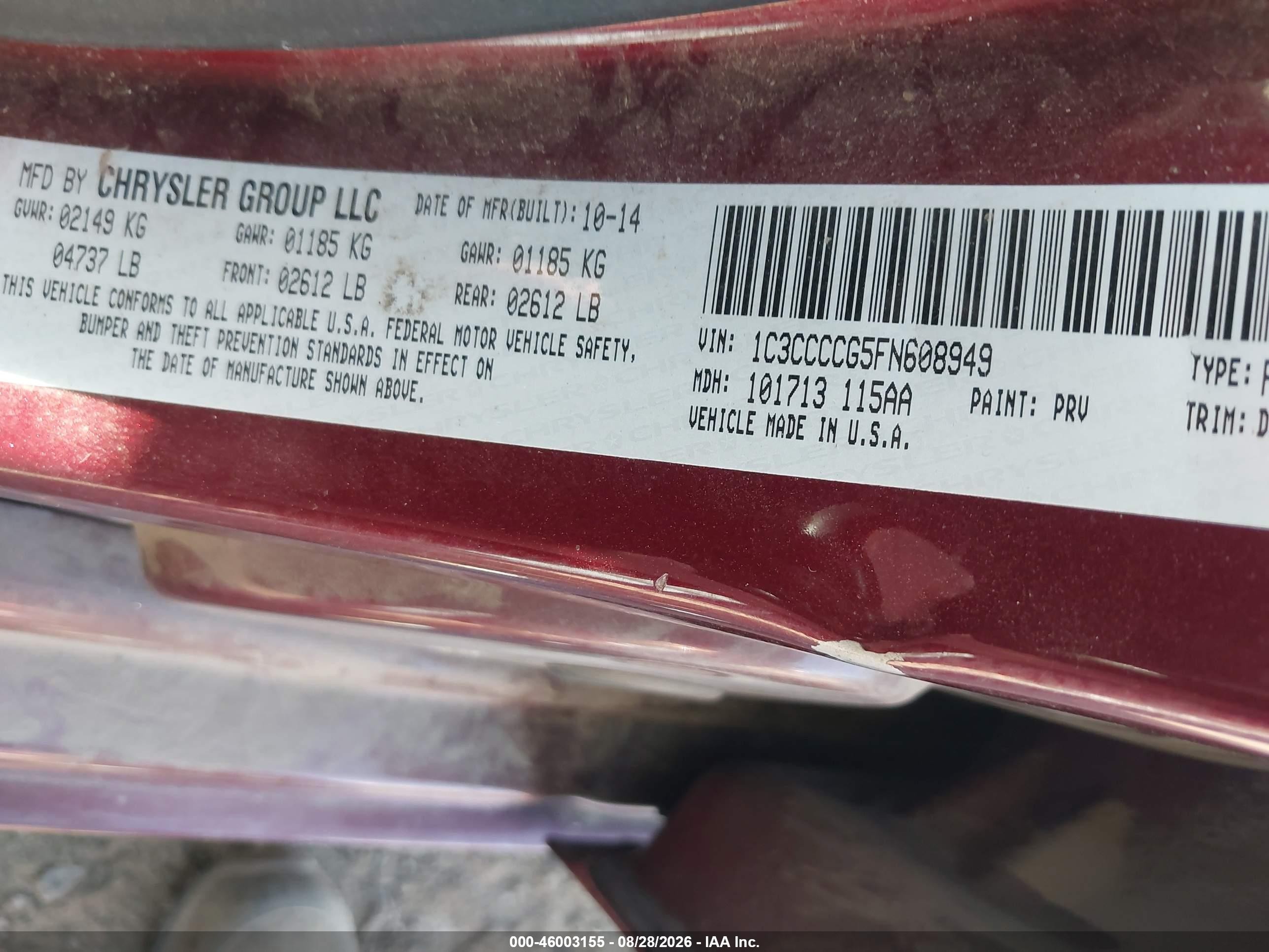 2015 Chrysler 200 C Maroon vin: 1C3CCCCG5FN608949
