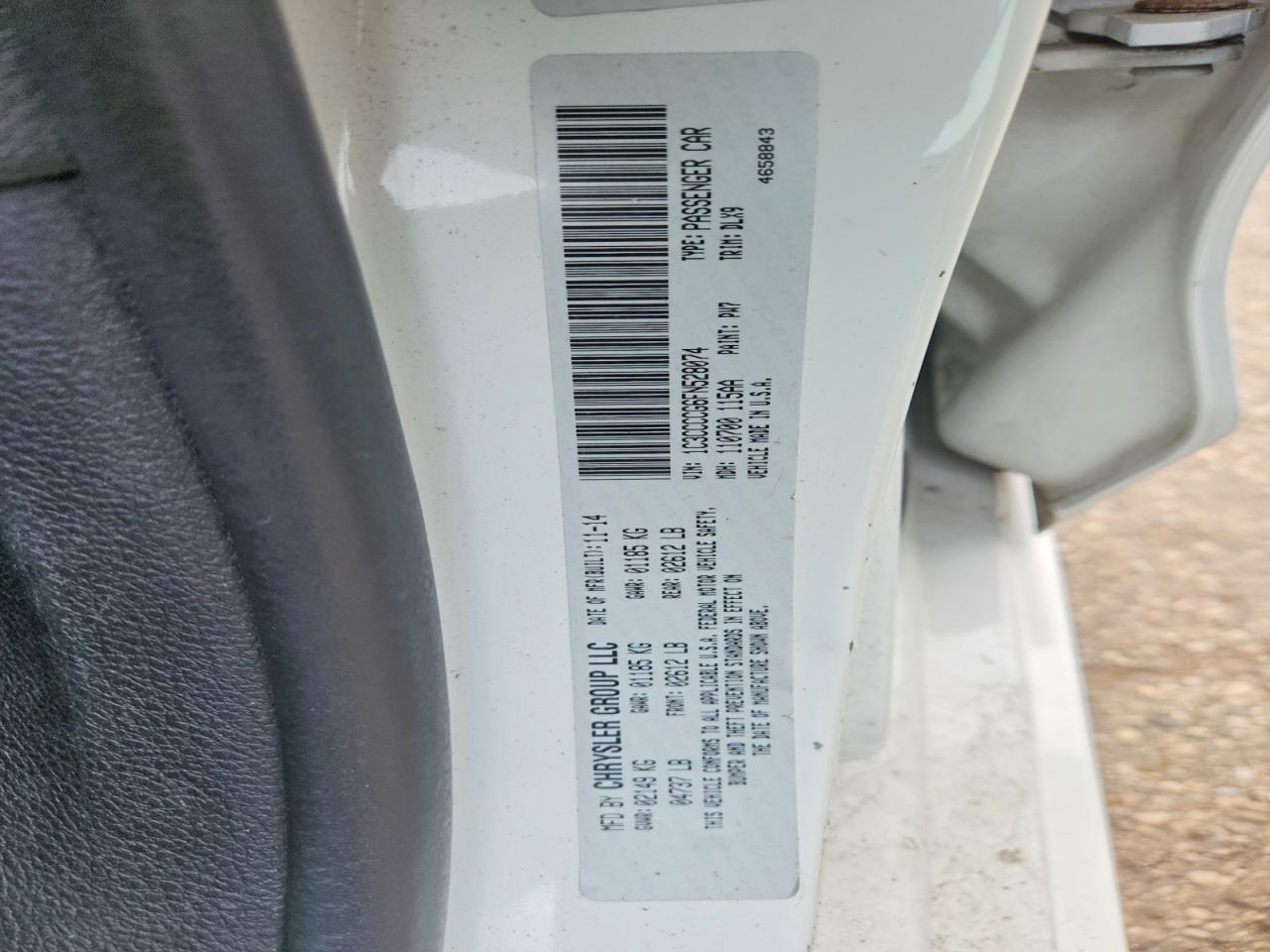 2015 Chrysler 200 C Белый vin: 1C3CCCCG6FN528074