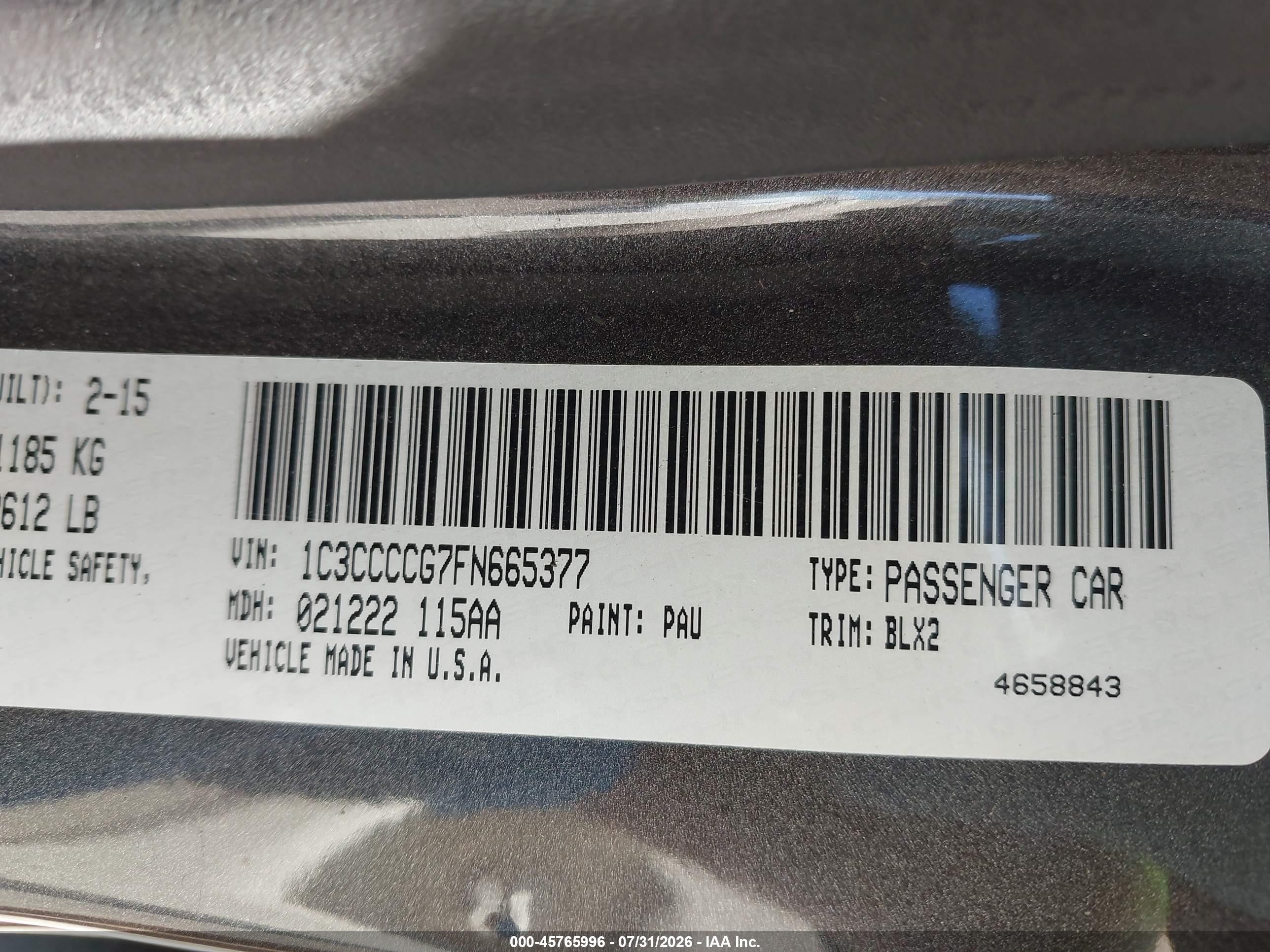 2015 Chrysler 200 C Gray vin: 1C3CCCCG7FN665377