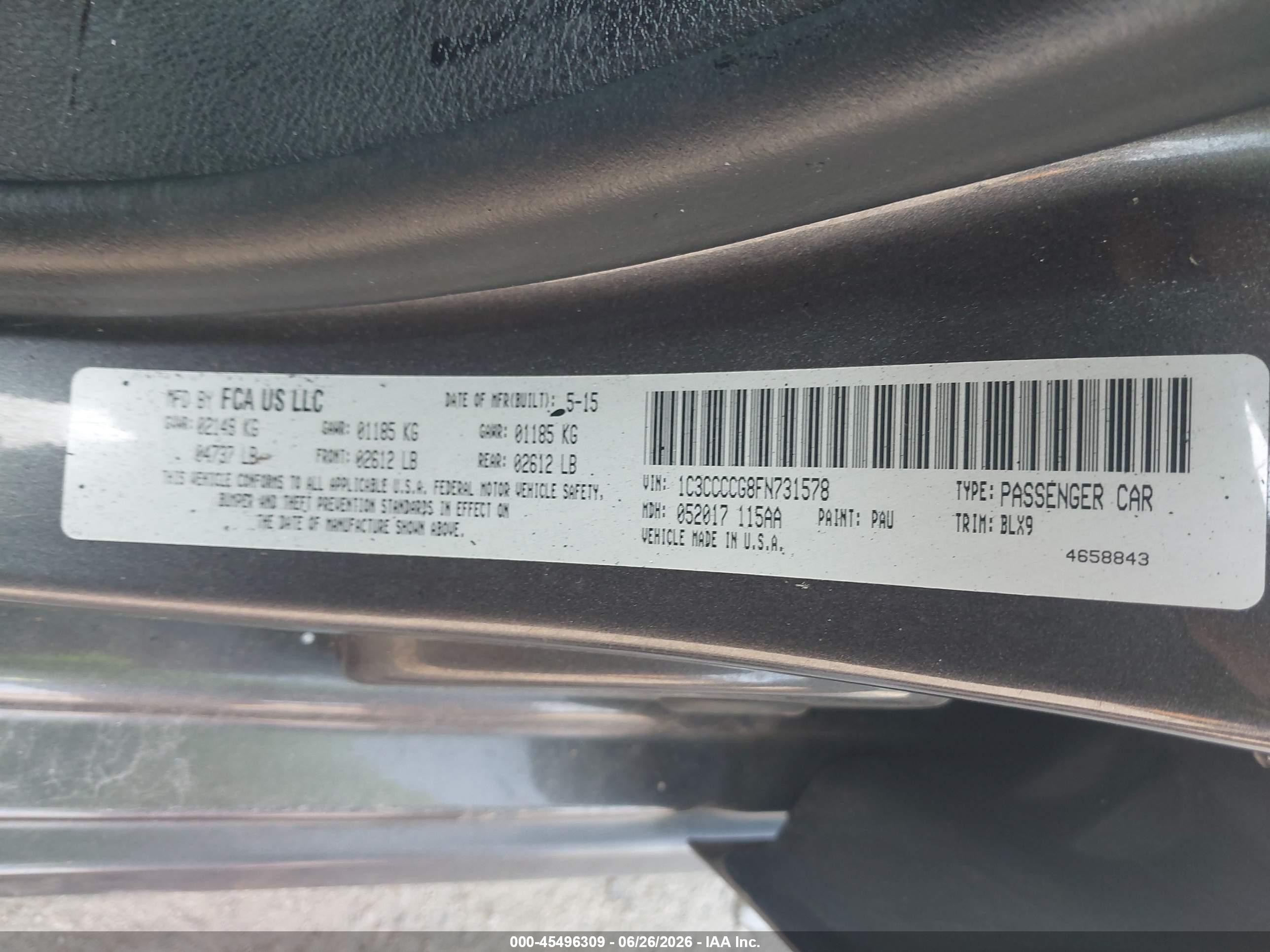 2015 Chrysler 200 C Gray vin: 1C3CCCCG8FN731578