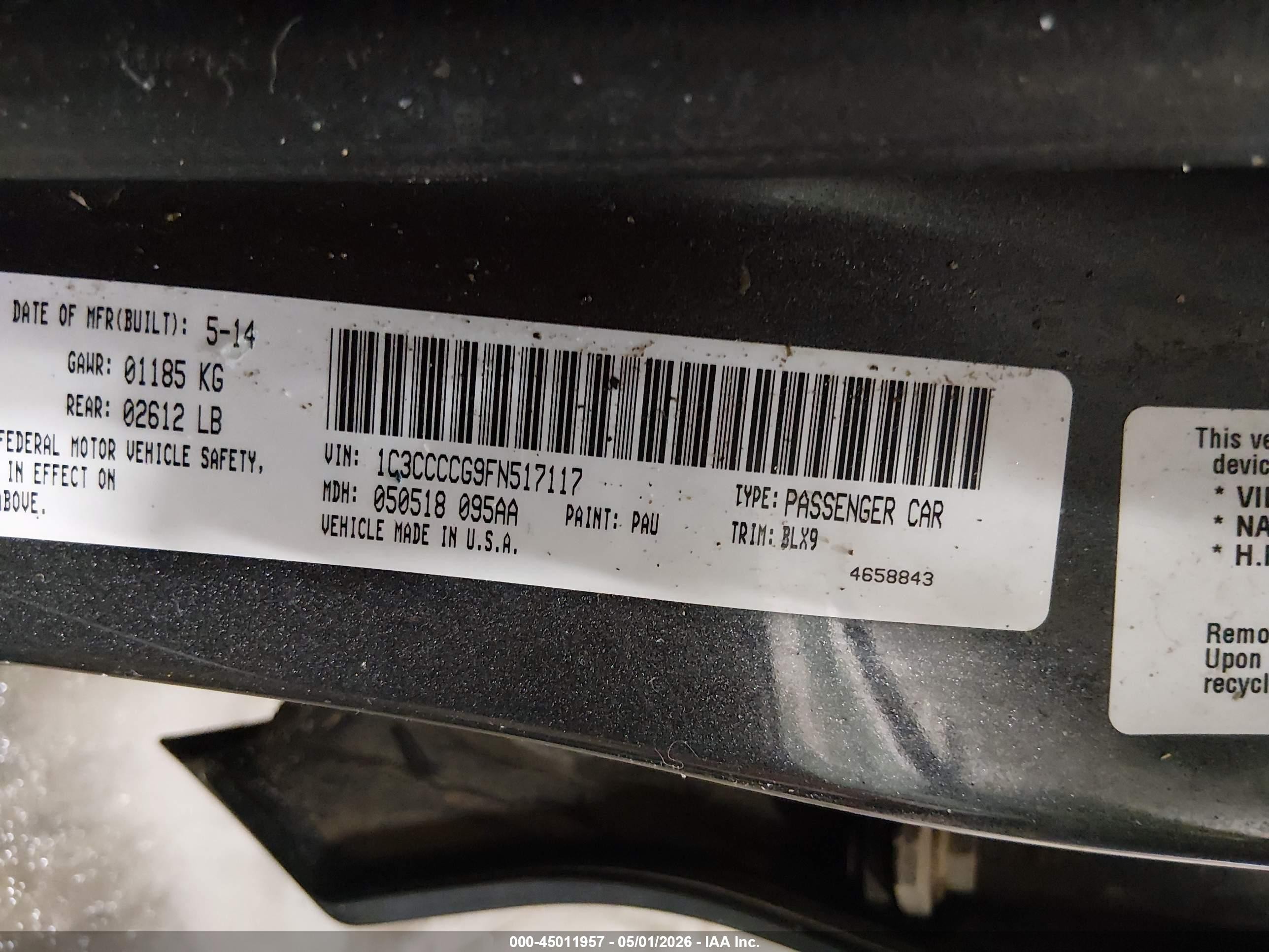2015 Chrysler 200 C Серый vin: 1C3CCCCG9FN517117