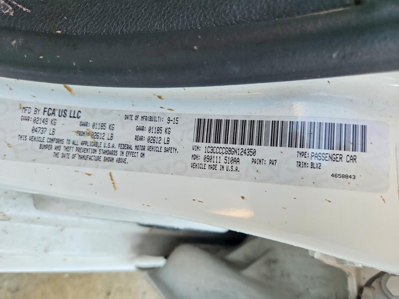2016 Chrysler 200 C Белый vin: 1C3CCCCG9GN124350