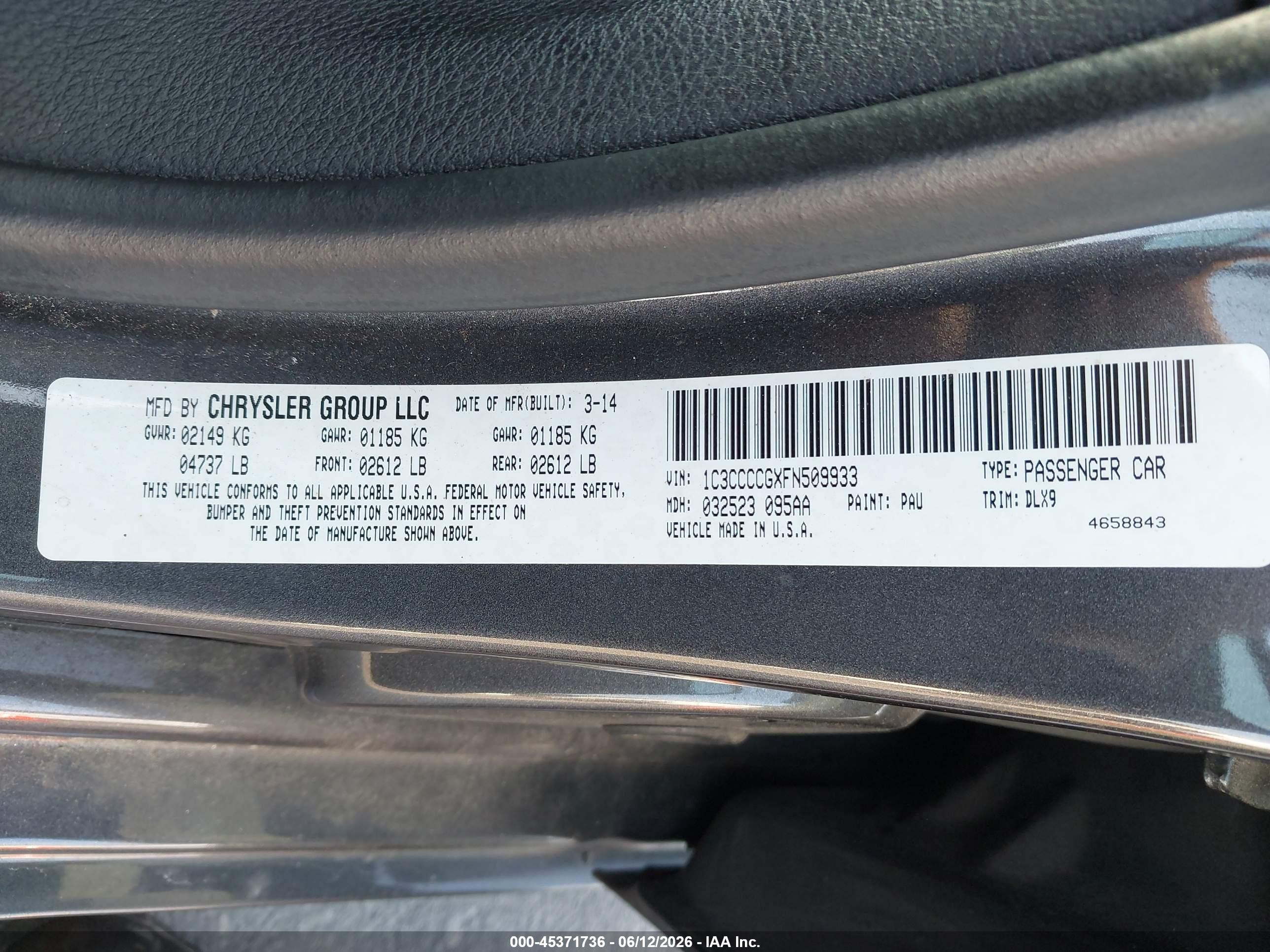 2015 Chrysler 200 C Gray vin: 1C3CCCCGXFN509933