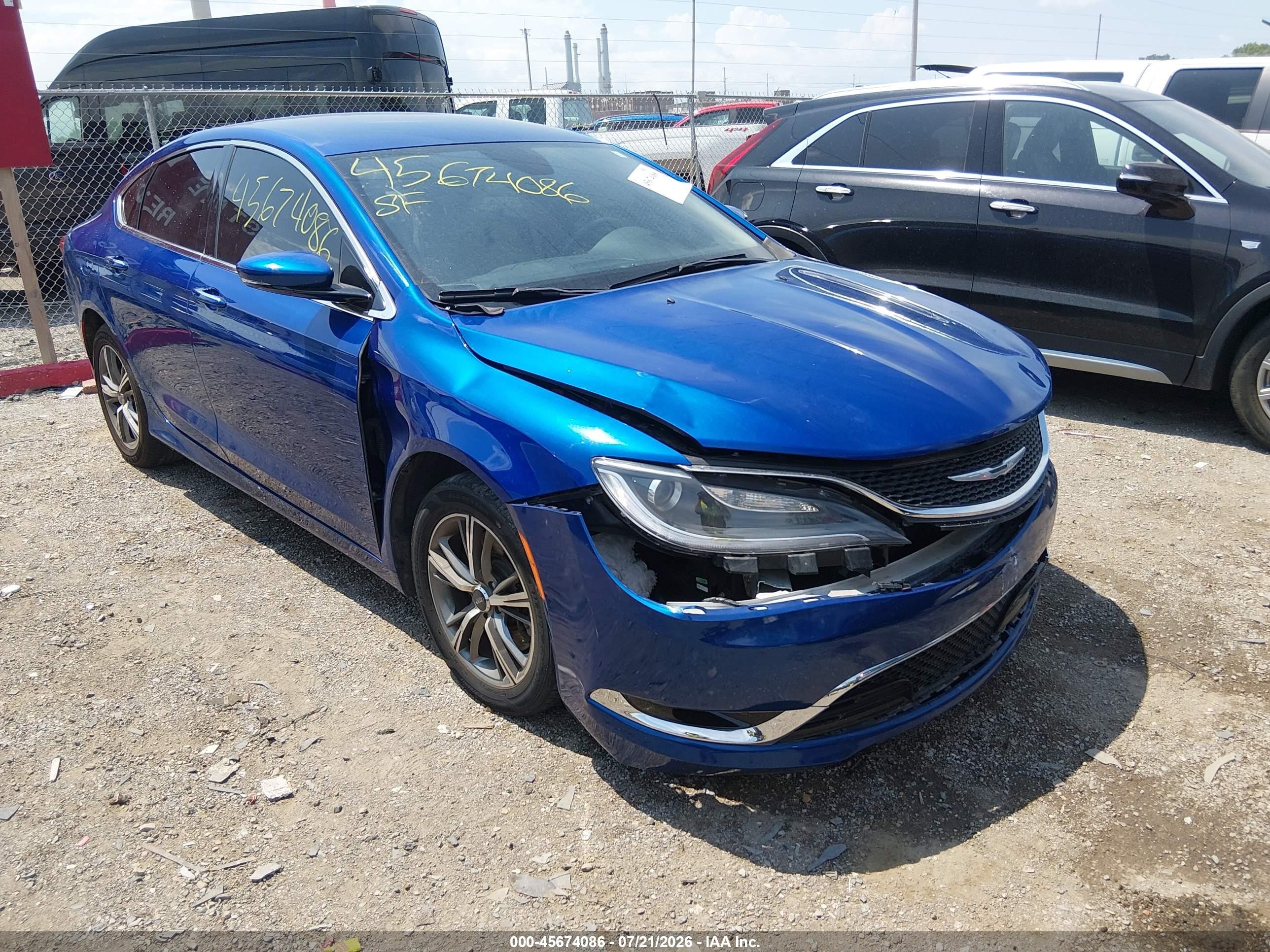 2015 Chrysler 200 C Blue vin: 1C3CCCCGXFN519698