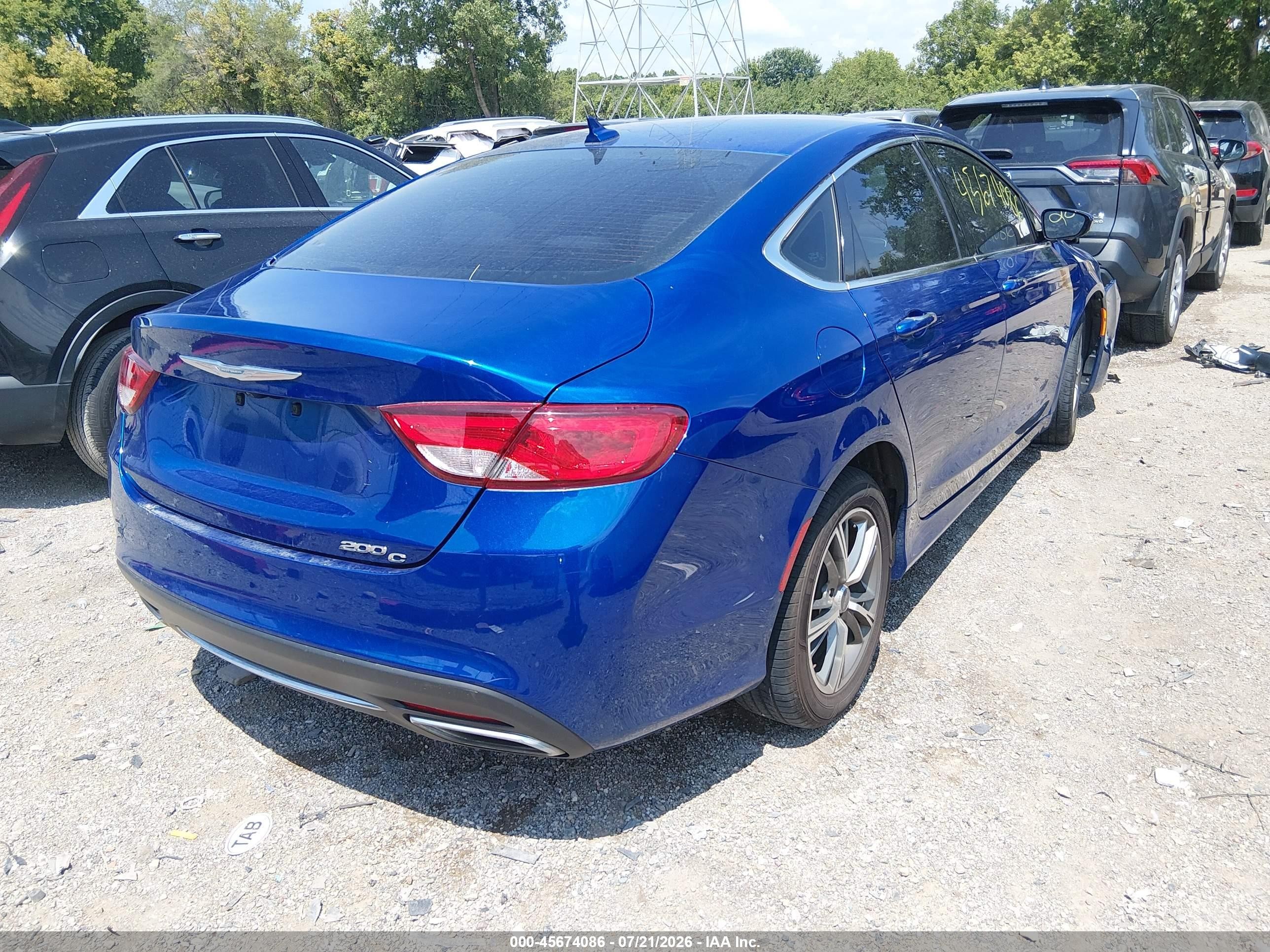 2015 Chrysler 200 C Blue vin: 1C3CCCCGXFN519698