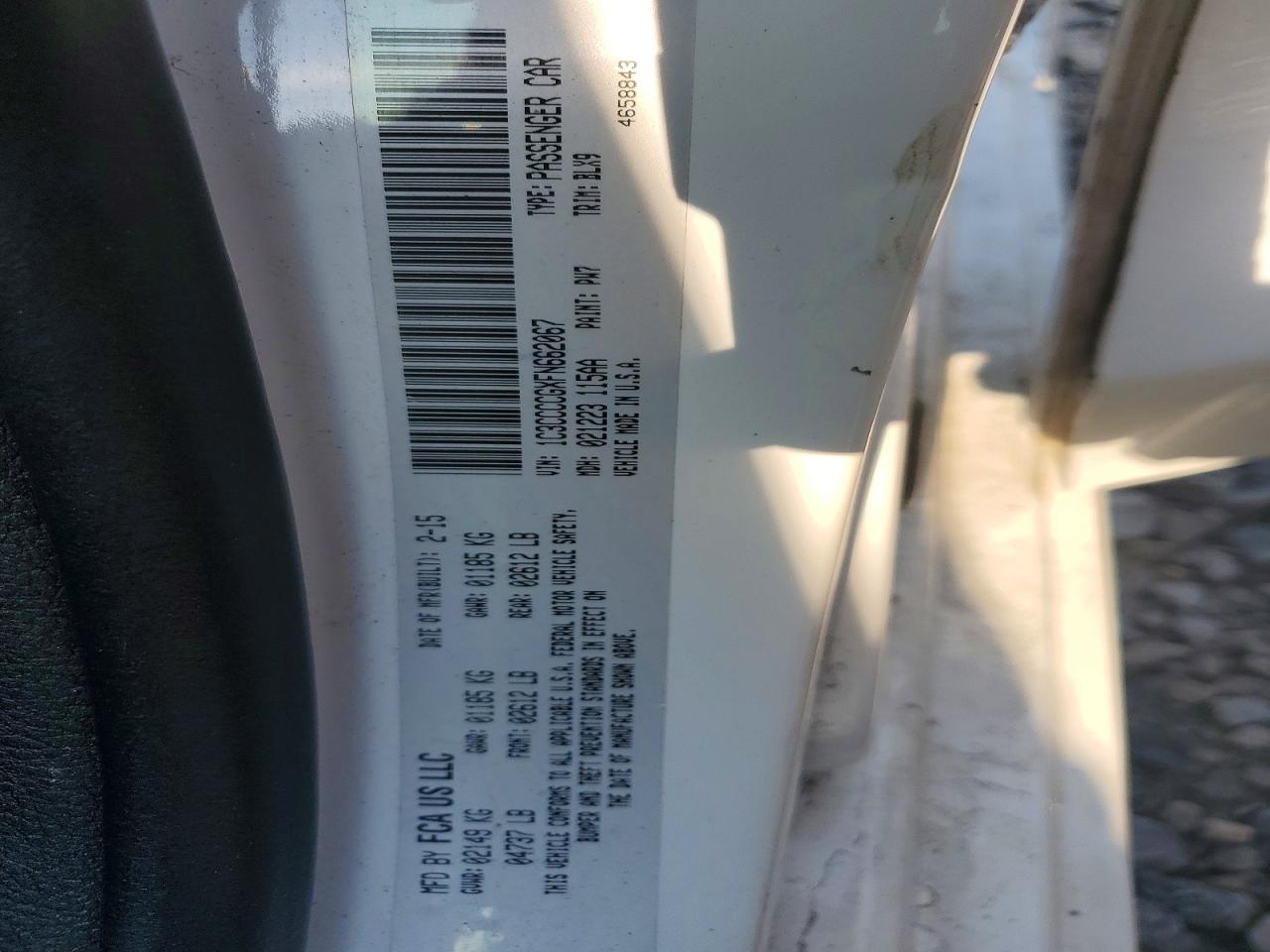 2015 Chrysler 200 C White vin: 1C3CCCCGXFN662067