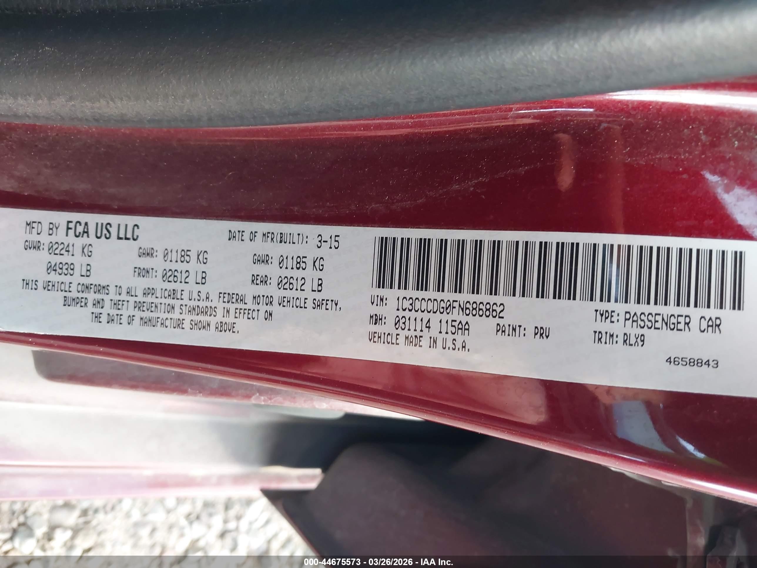 2015 Chrysler 200 S Red vin: 1C3CCCDG0FN686862