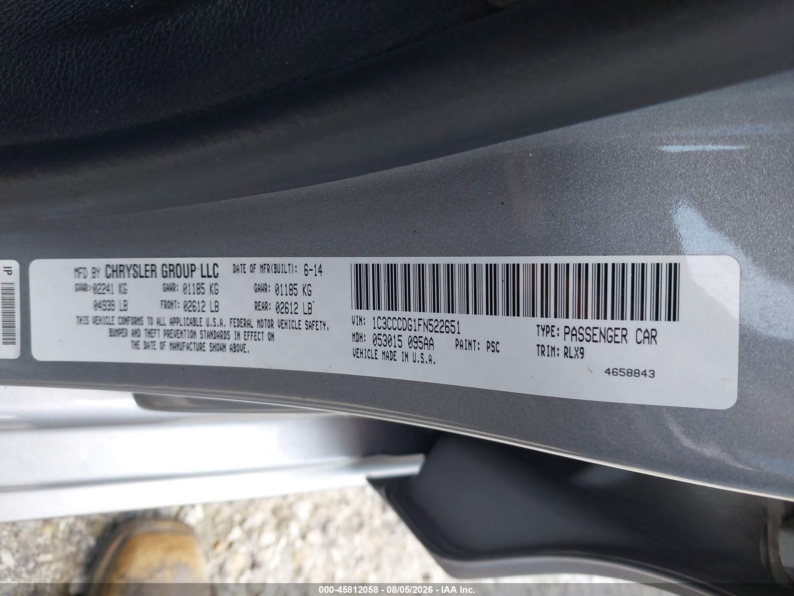 2015 Chrysler 200 S Silver vin: 1C3CCCDG1FN522651