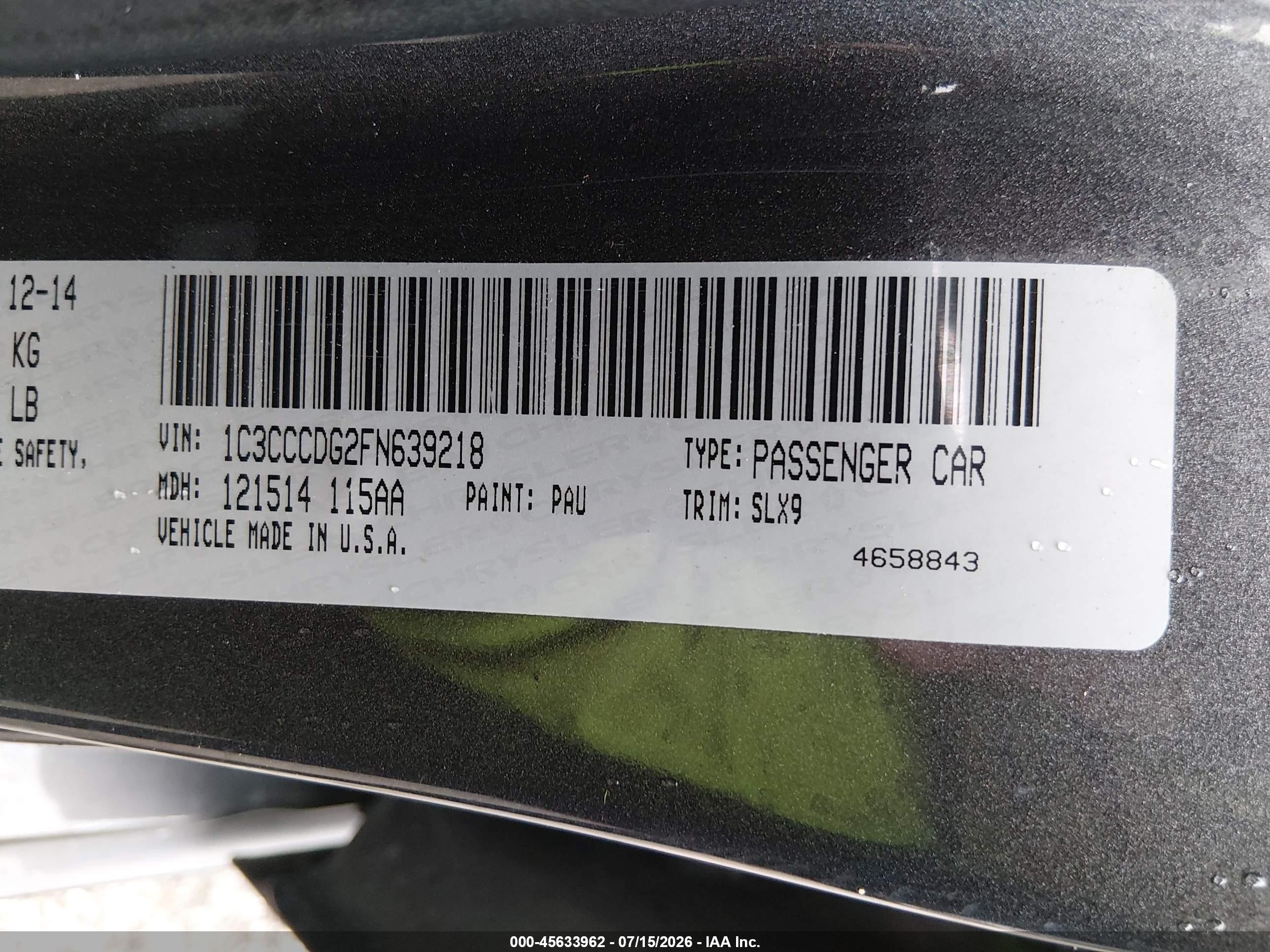 2015 Chrysler 200 S Gray vin: 1C3CCCDG2FN639218