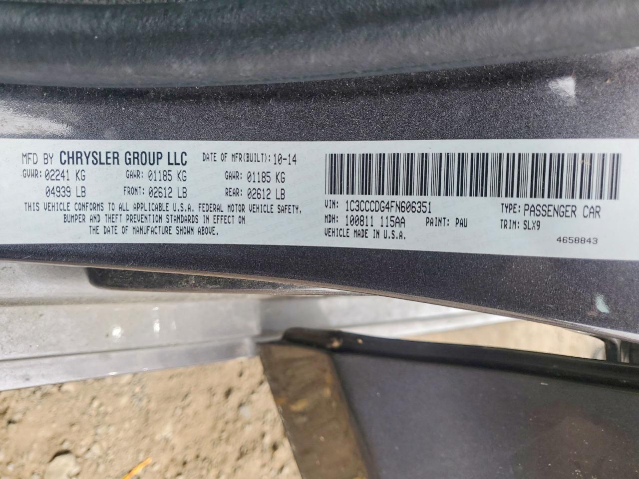 2015 Chrysler 200 S Gray vin: 1C3CCCDG4FN606351