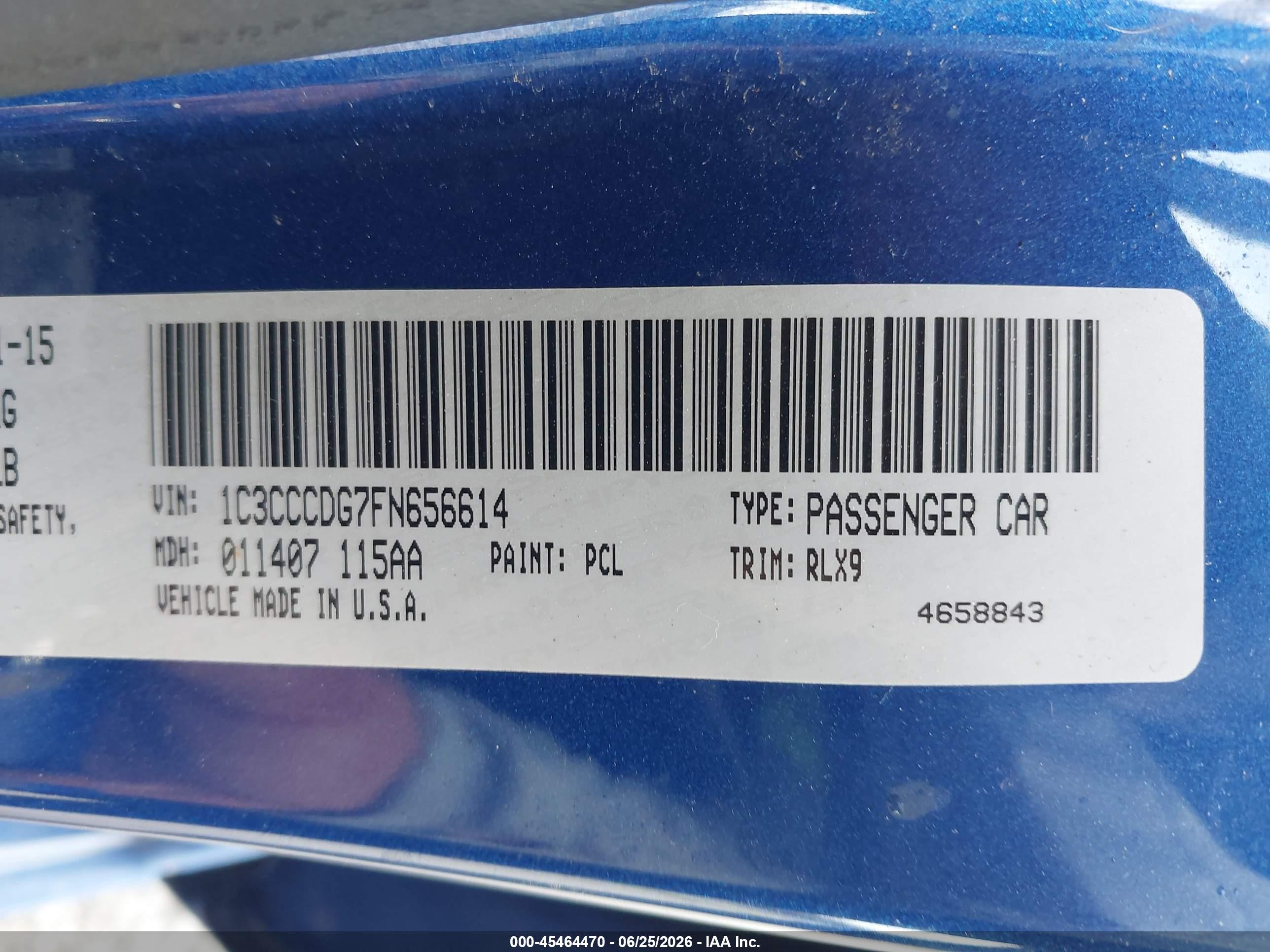 2015 Chrysler 200 S Синий vin: 1C3CCCDG7FN656614