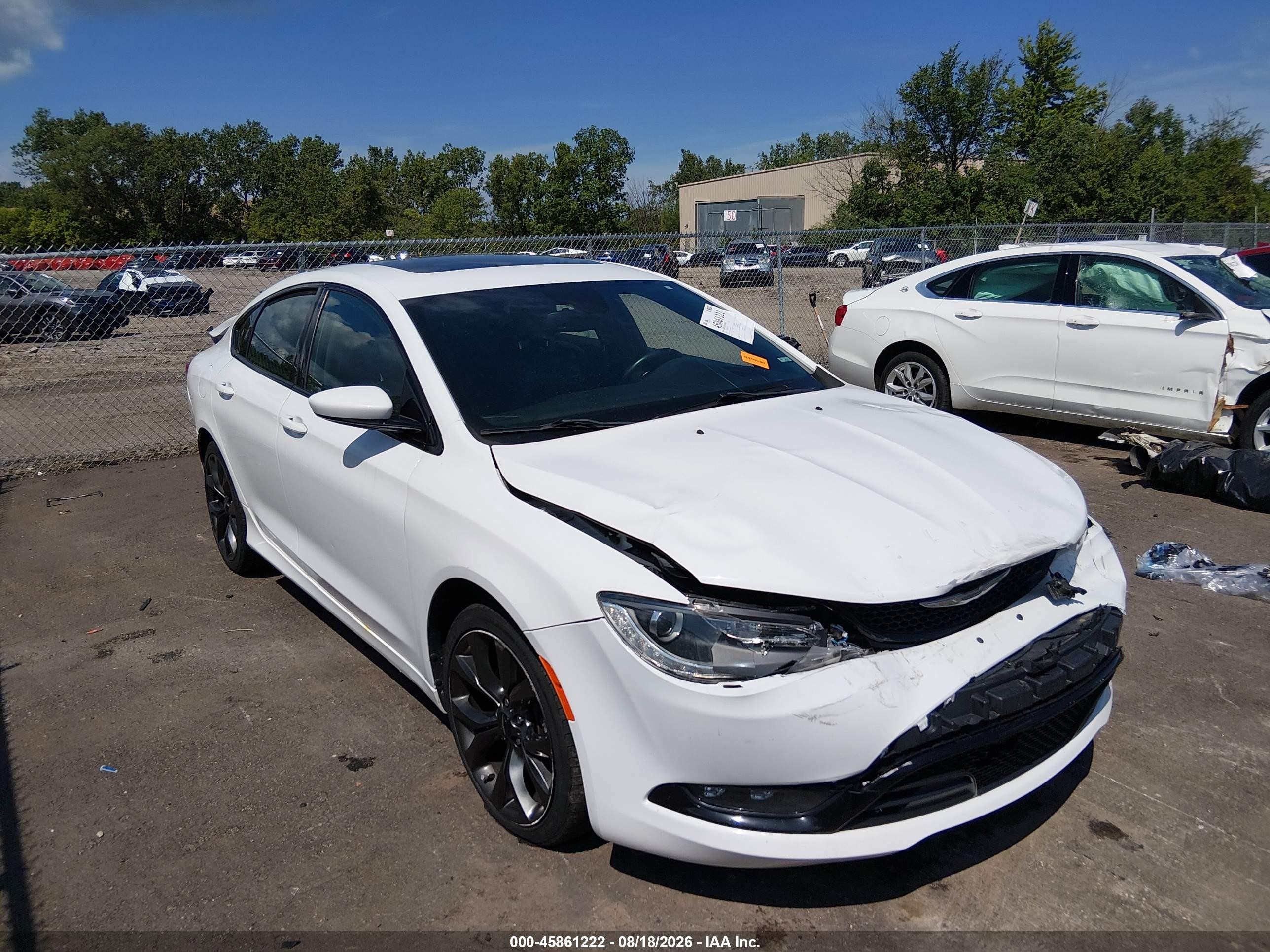 2015 Chrysler 200 S Белый vin: 1C3CCCDGXFN540808
