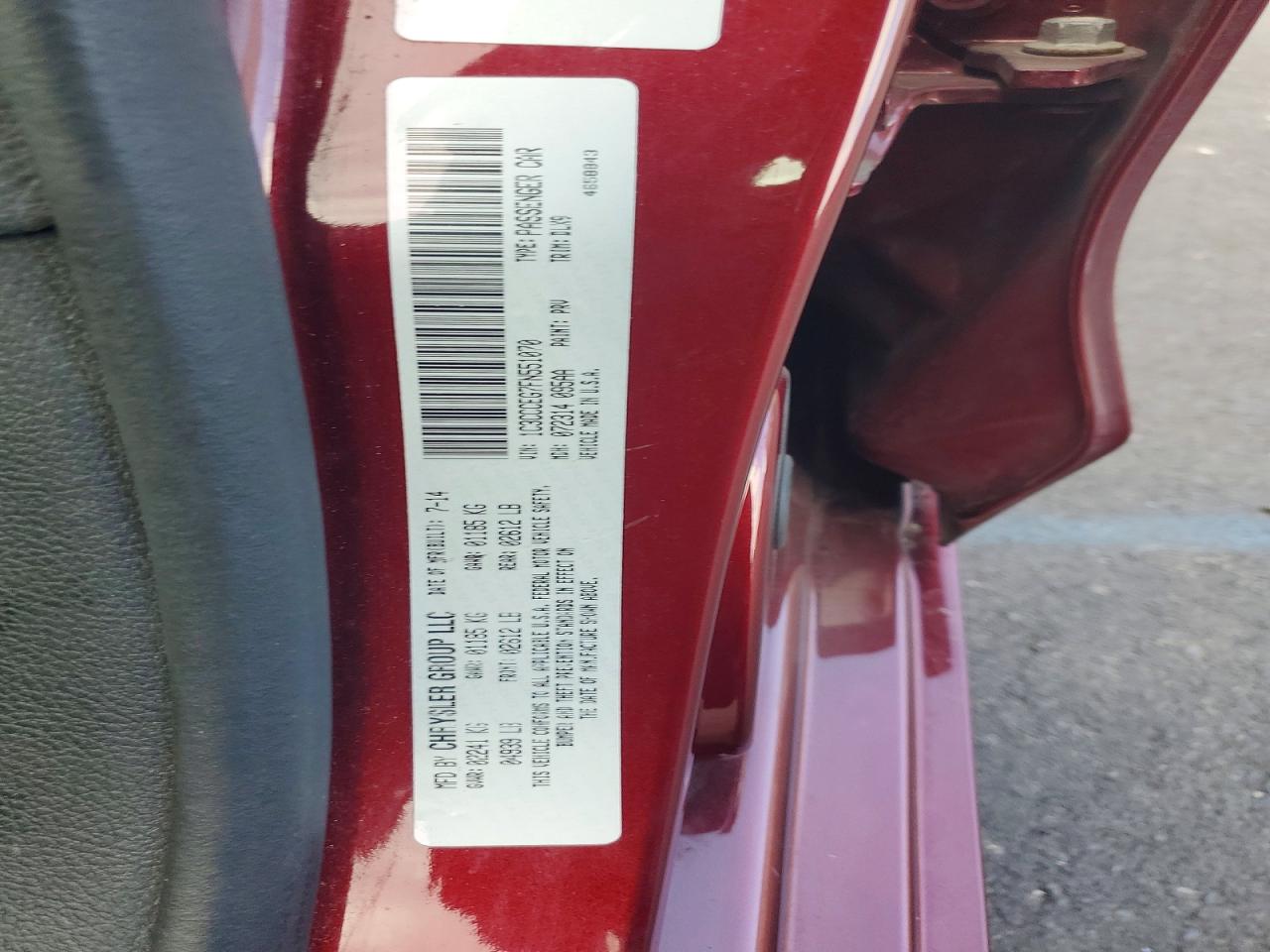 2015 Chrysler 200 C Red vin: 1C3CCCEG7FN551070