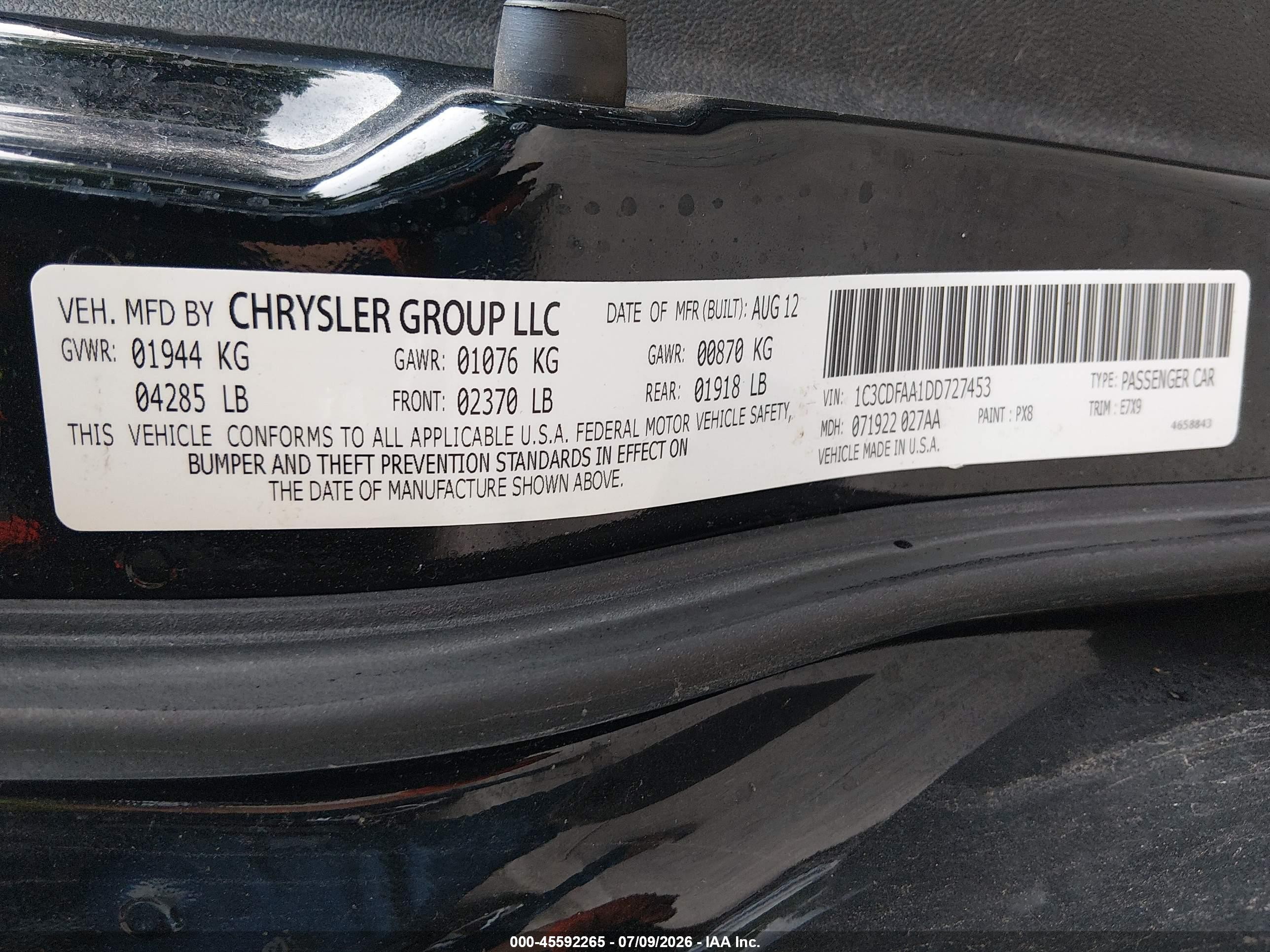 2013 Dodge Dart Se Black vin: 1C3CDFAA1DD727453