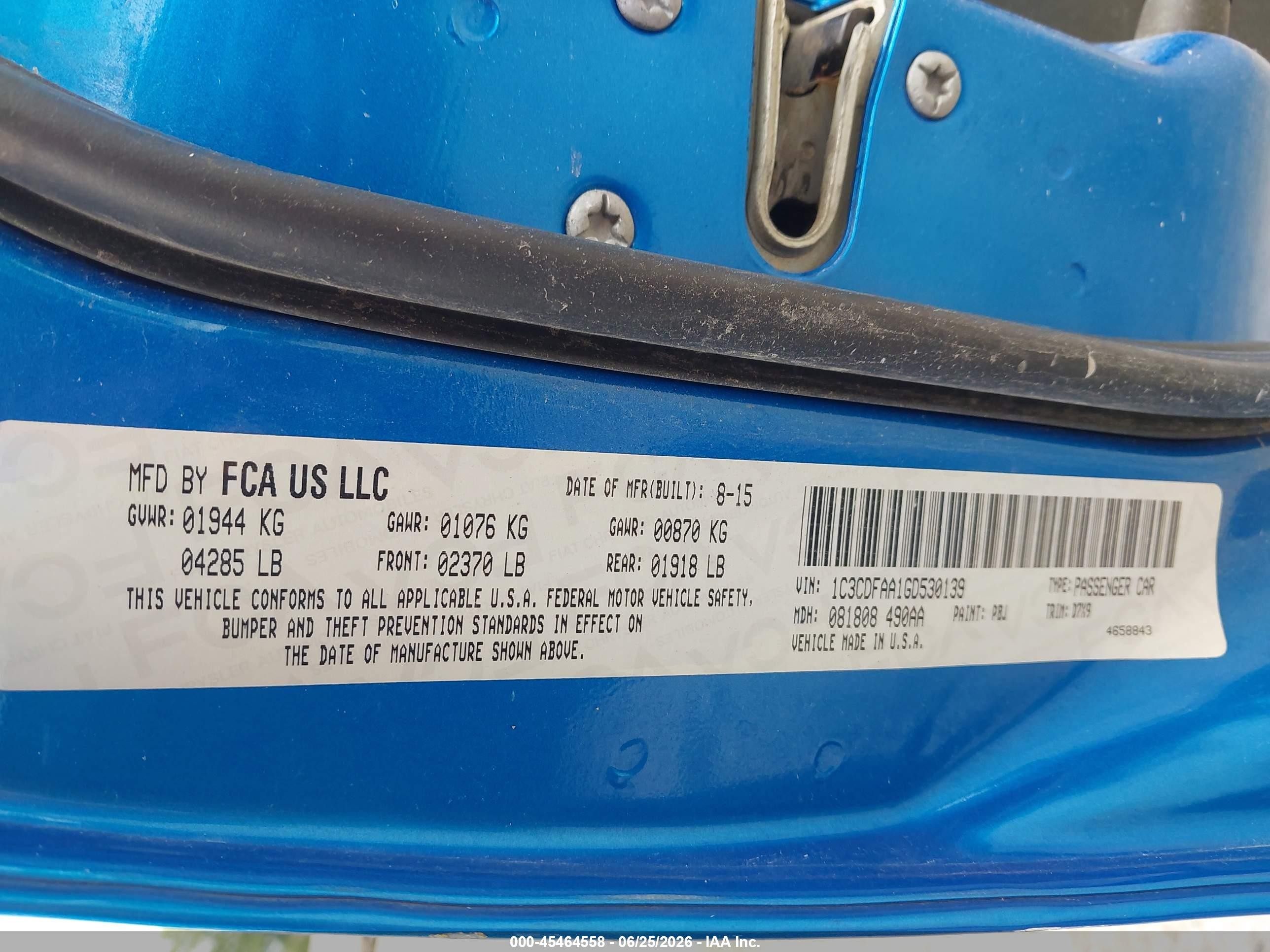 2016 Dodge Dart Se Blue vin: 1C3CDFAA1GD530139