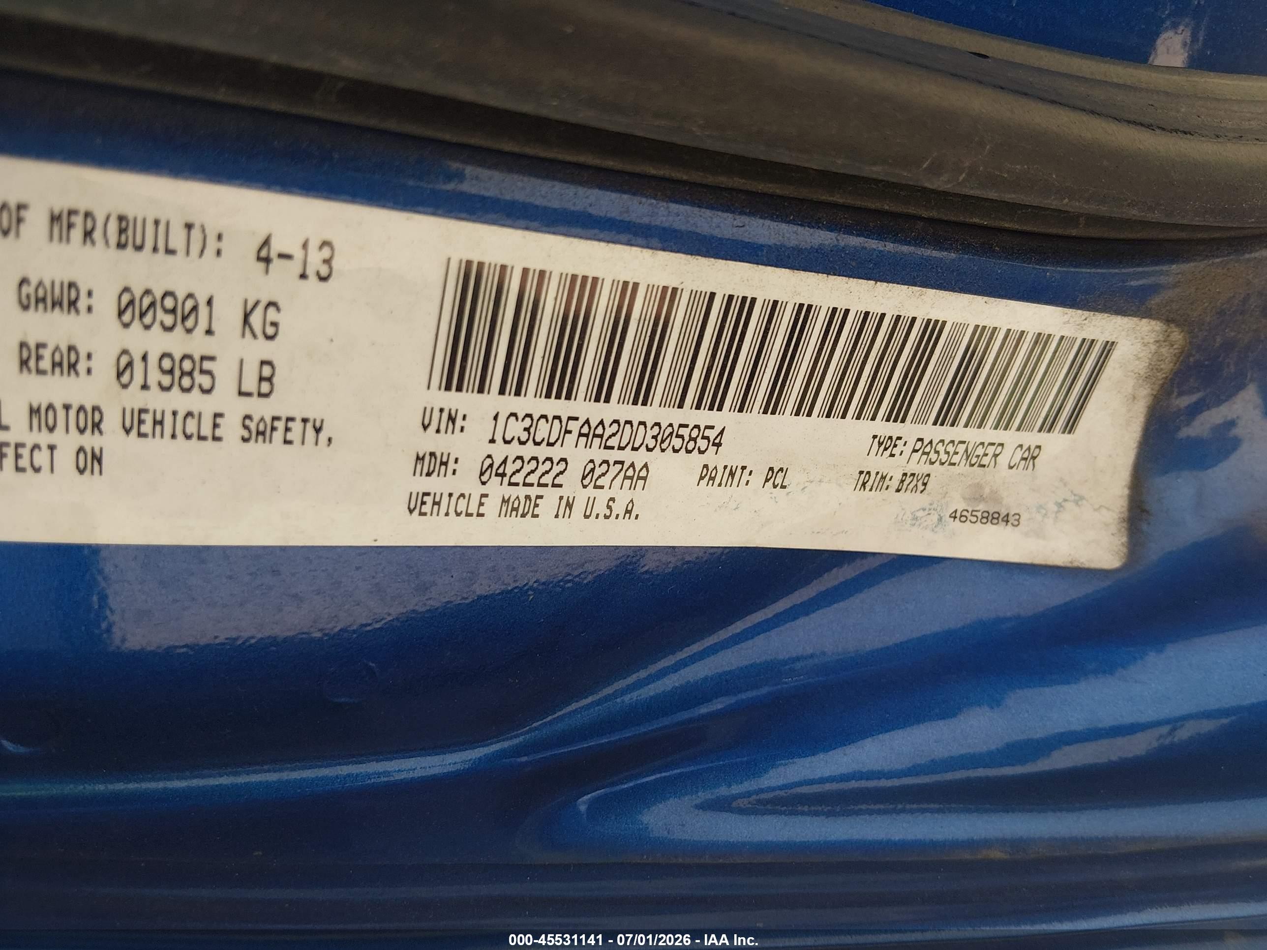 2013 Dodge Dart Se Blue vin: 1C3CDFAA2DD305854