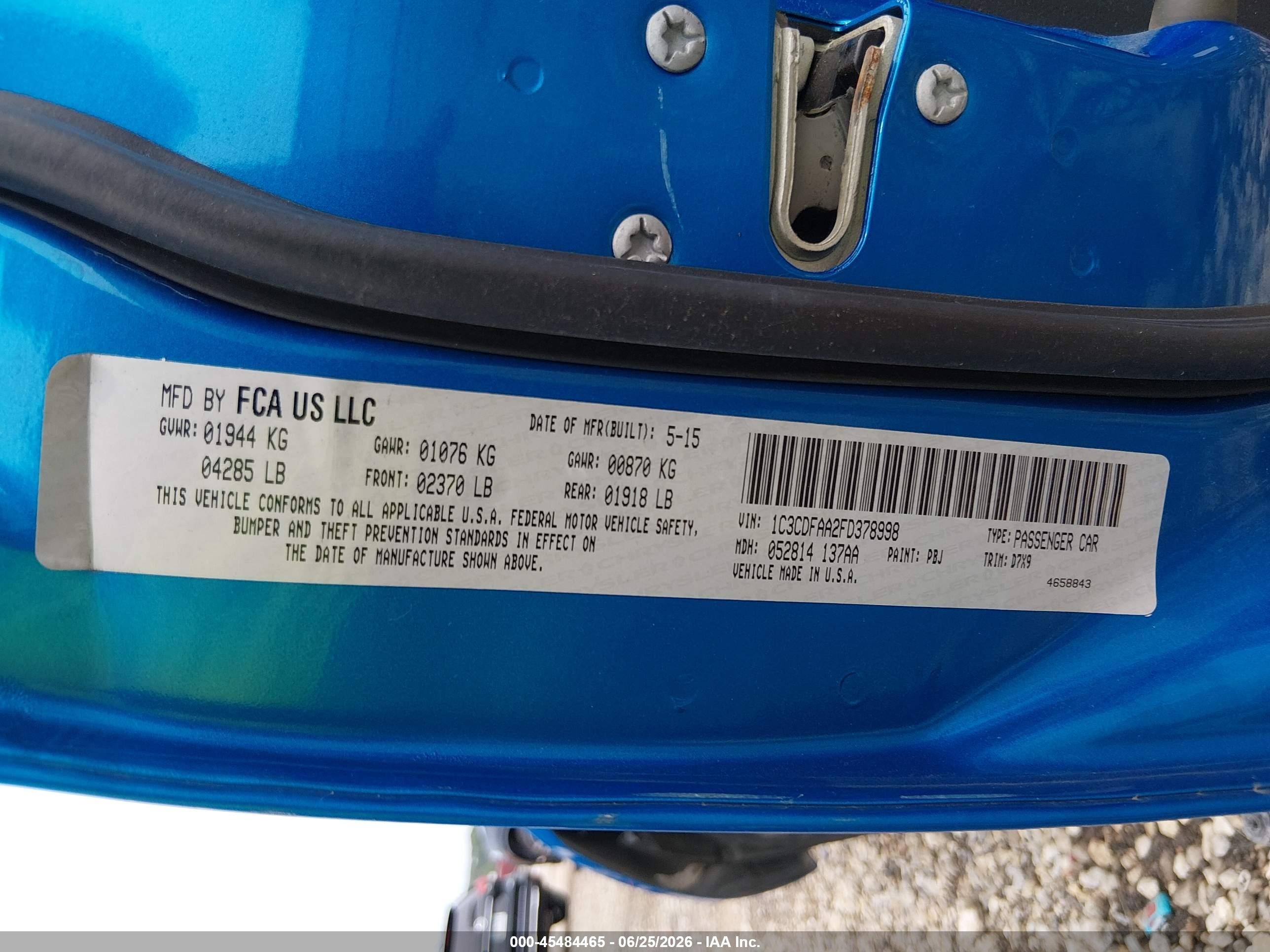 2015 Dodge Dart Se Blue vin: 1C3CDFAA2FD378998