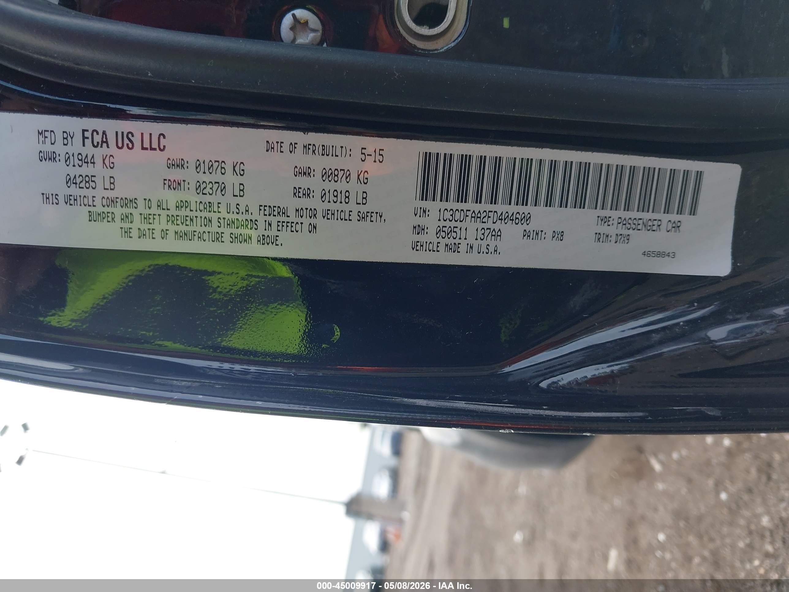 2015 Dodge Dart Se Black vin: 1C3CDFAA2FD404600