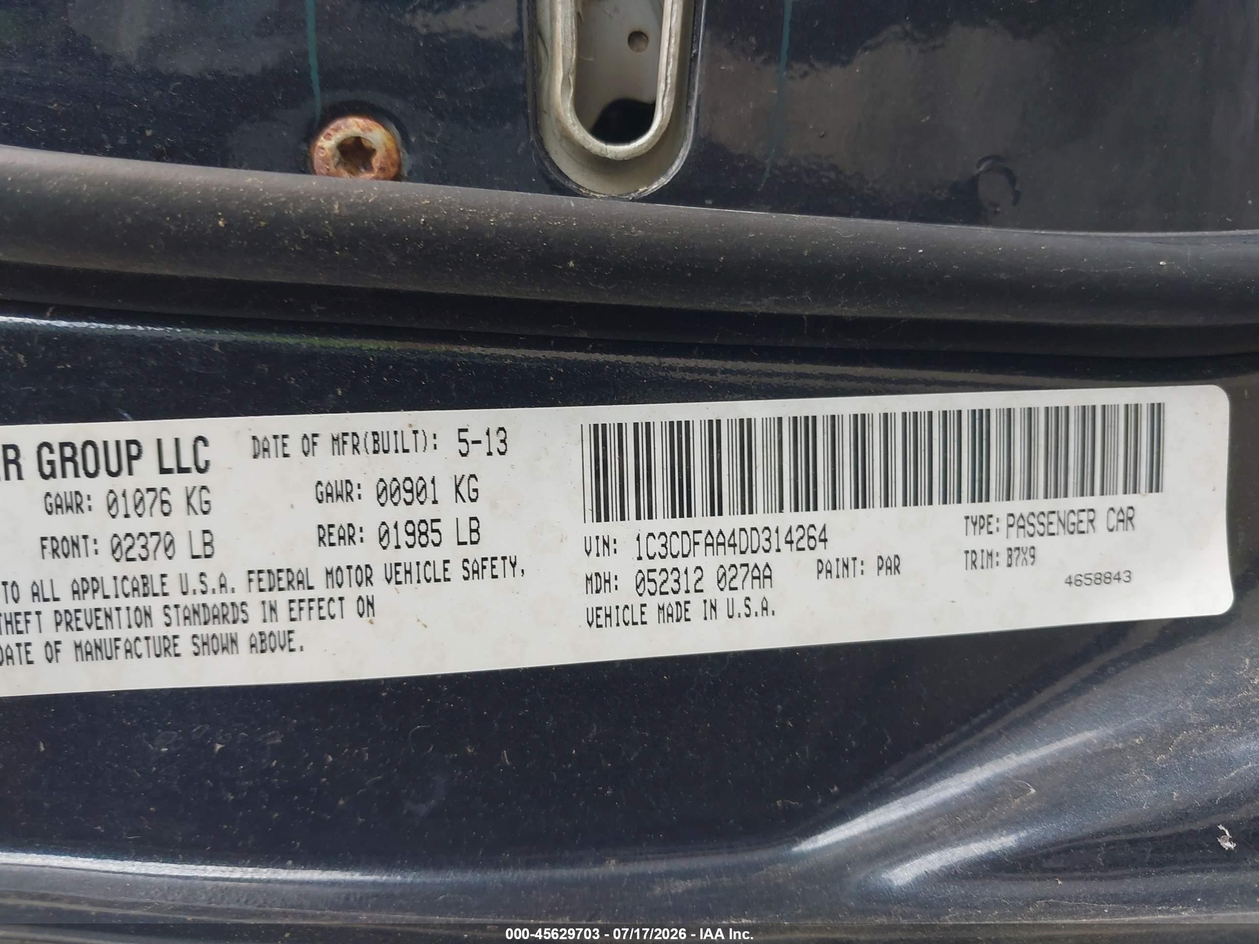 2013 Dodge Dart Se Black vin: 1C3CDFAA4DD314264