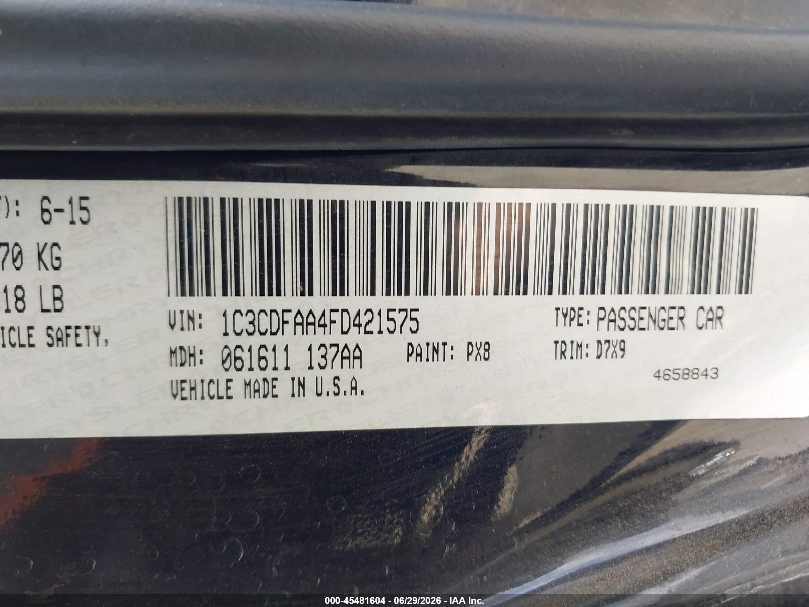 2015 Dodge Dart Se Black vin: 1C3CDFAA4FD421575