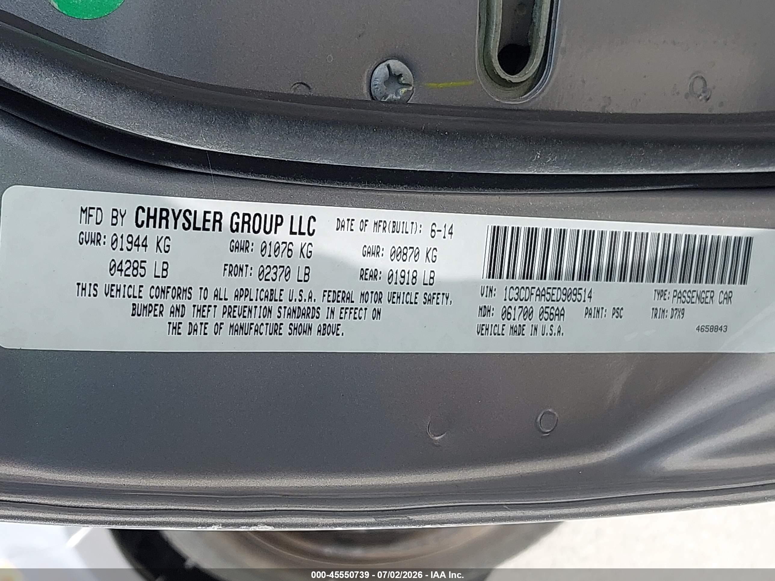 2014 Dodge Dart Se Gray vin: 1C3CDFAA5ED909514