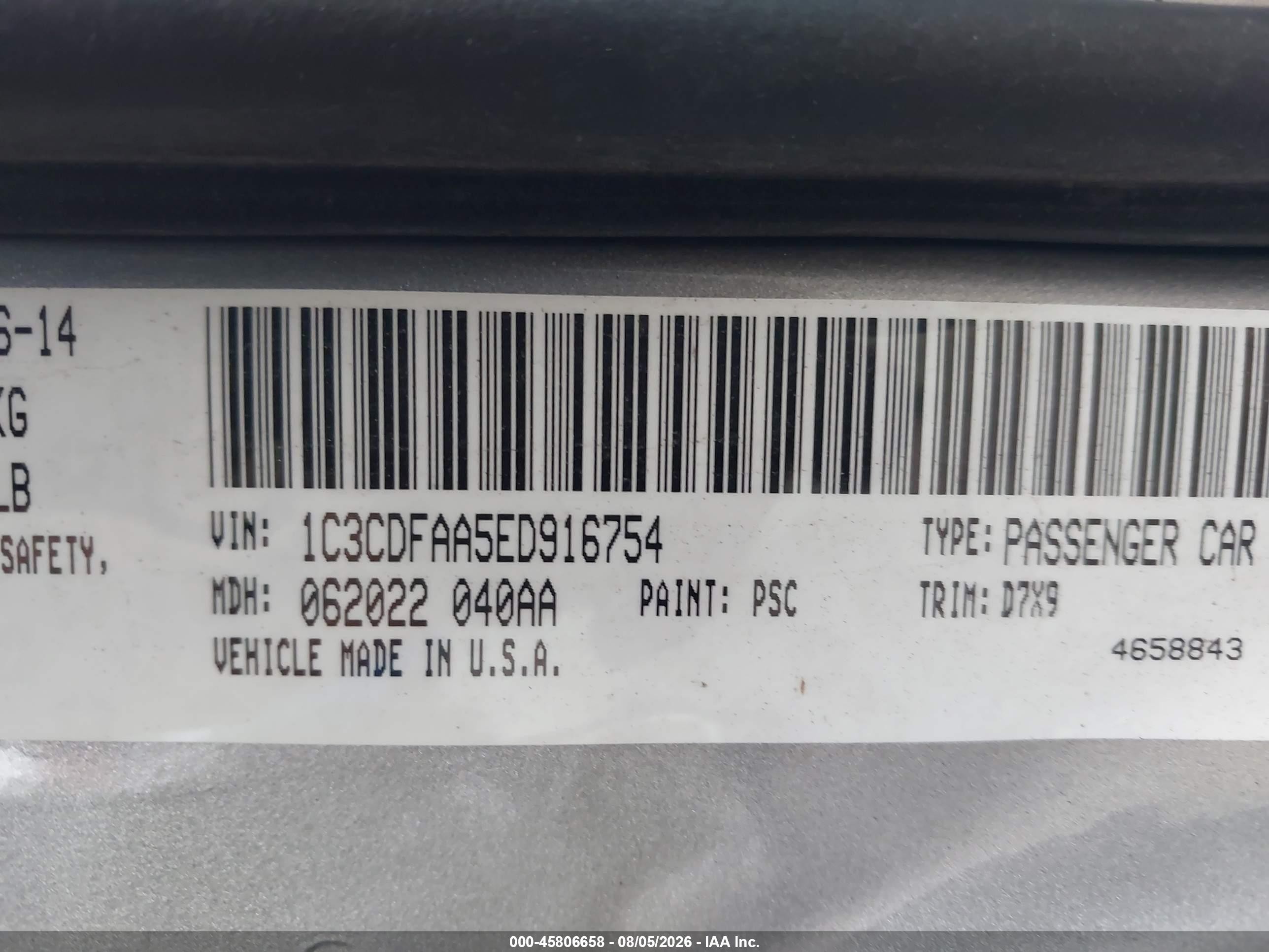 2014 Dodge Dart Se Silver vin: 1C3CDFAA5ED916754