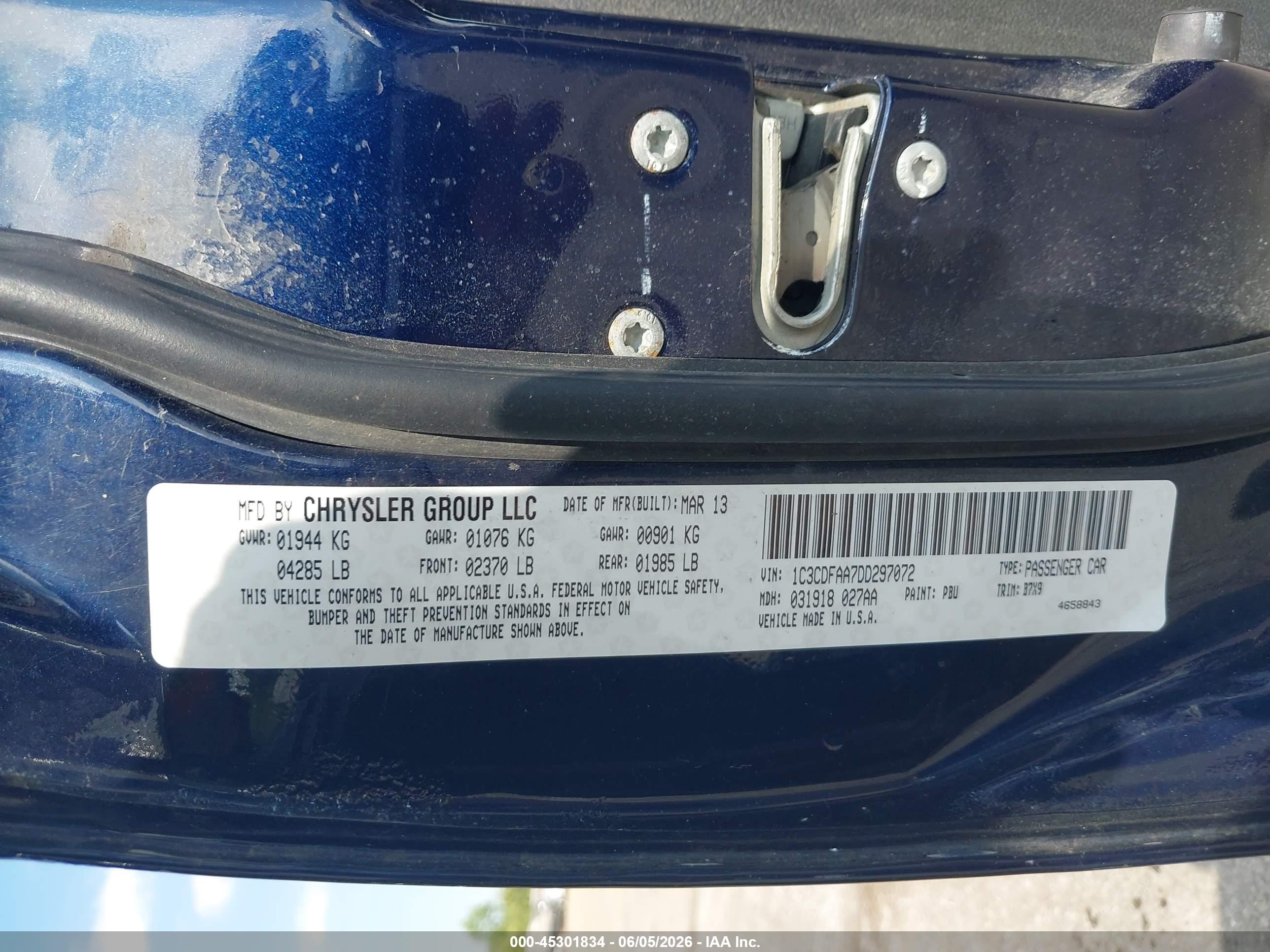 2013 Dodge Dart Se Dark Blue vin: 1C3CDFAA7DD297072