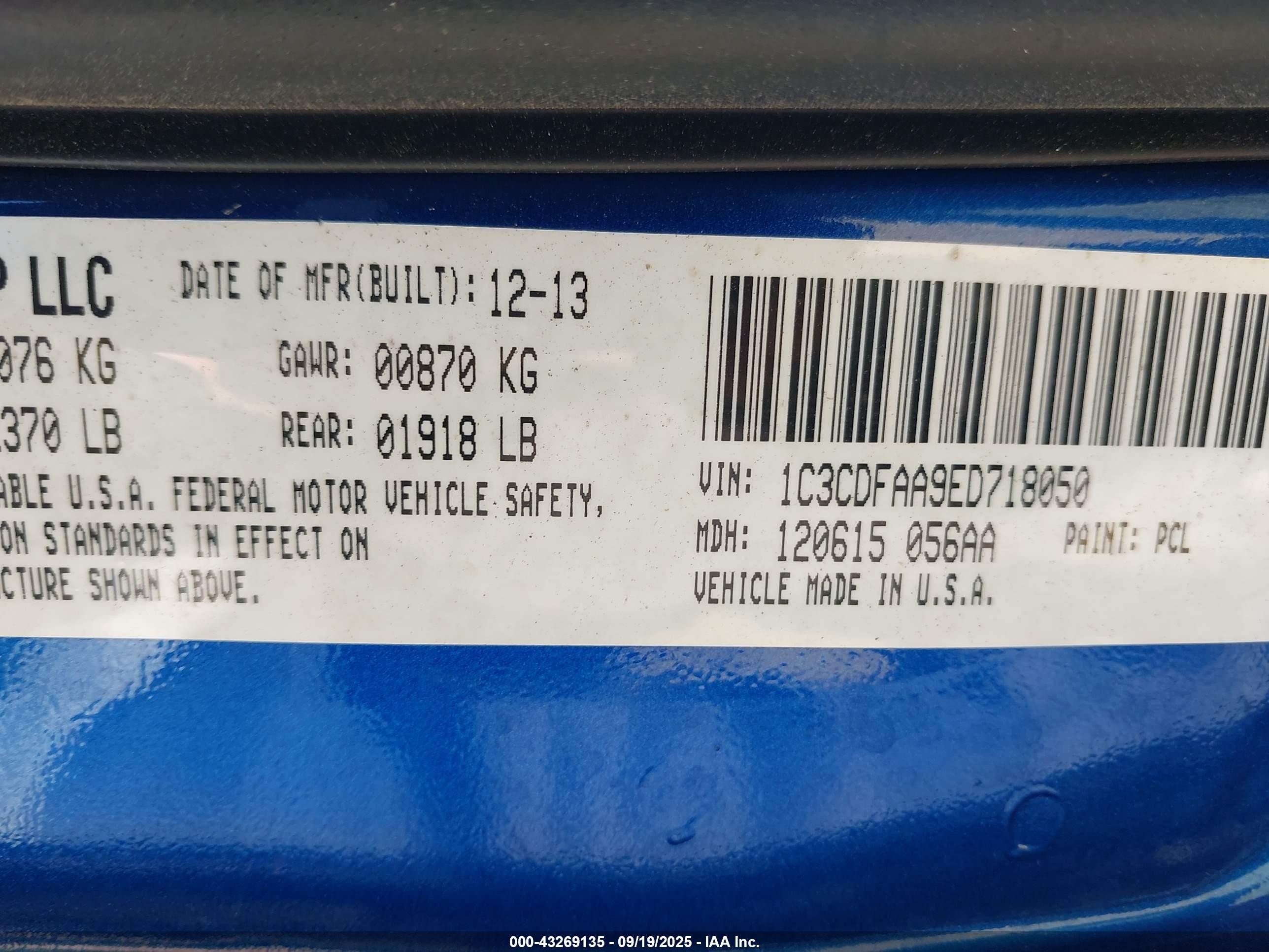 2014 Dodge Dart Se Blue vin: 1C3CDFAA9ED718050