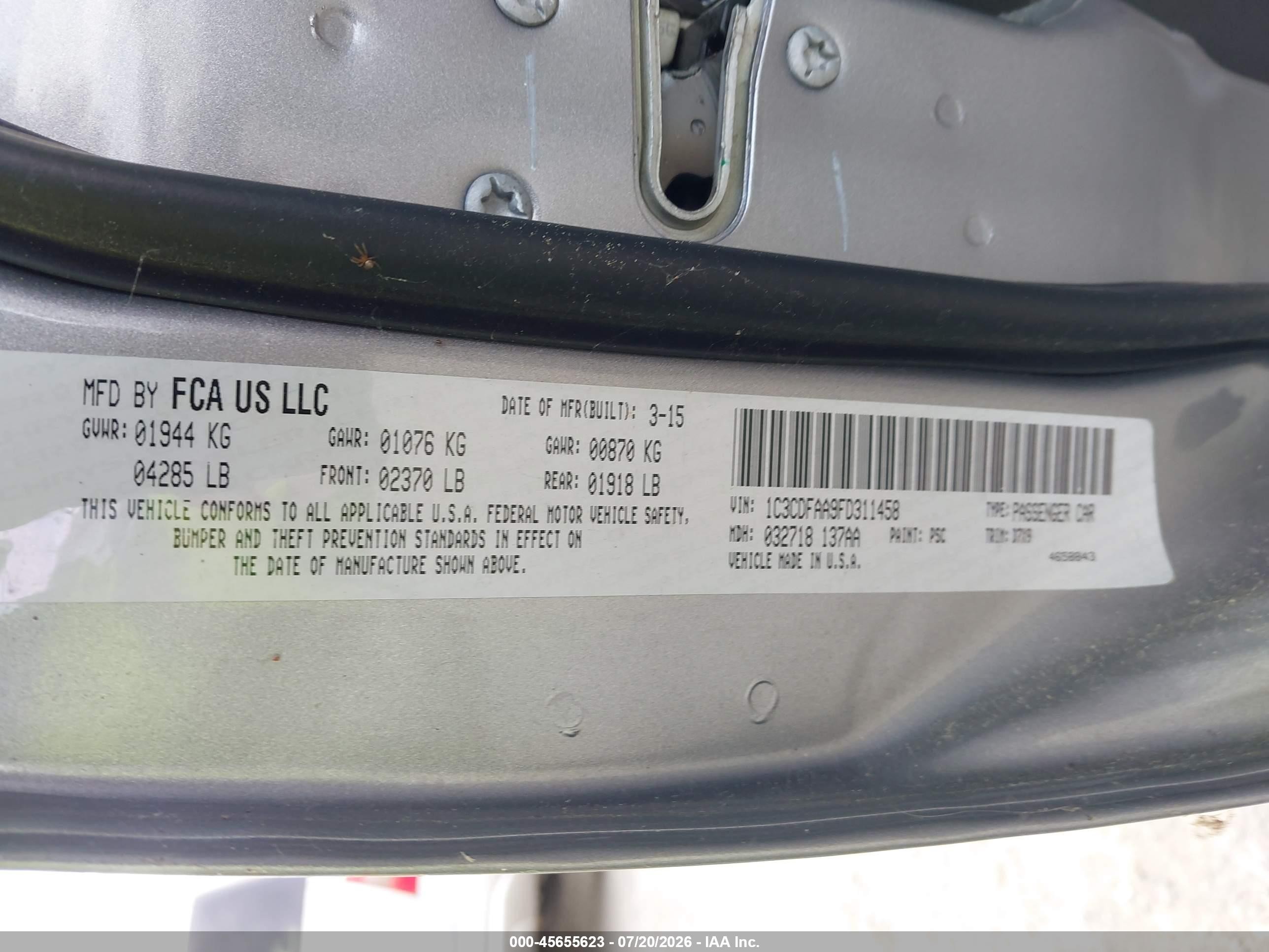 2015 Dodge Dart Se Gray vin: 1C3CDFAA9FD311458