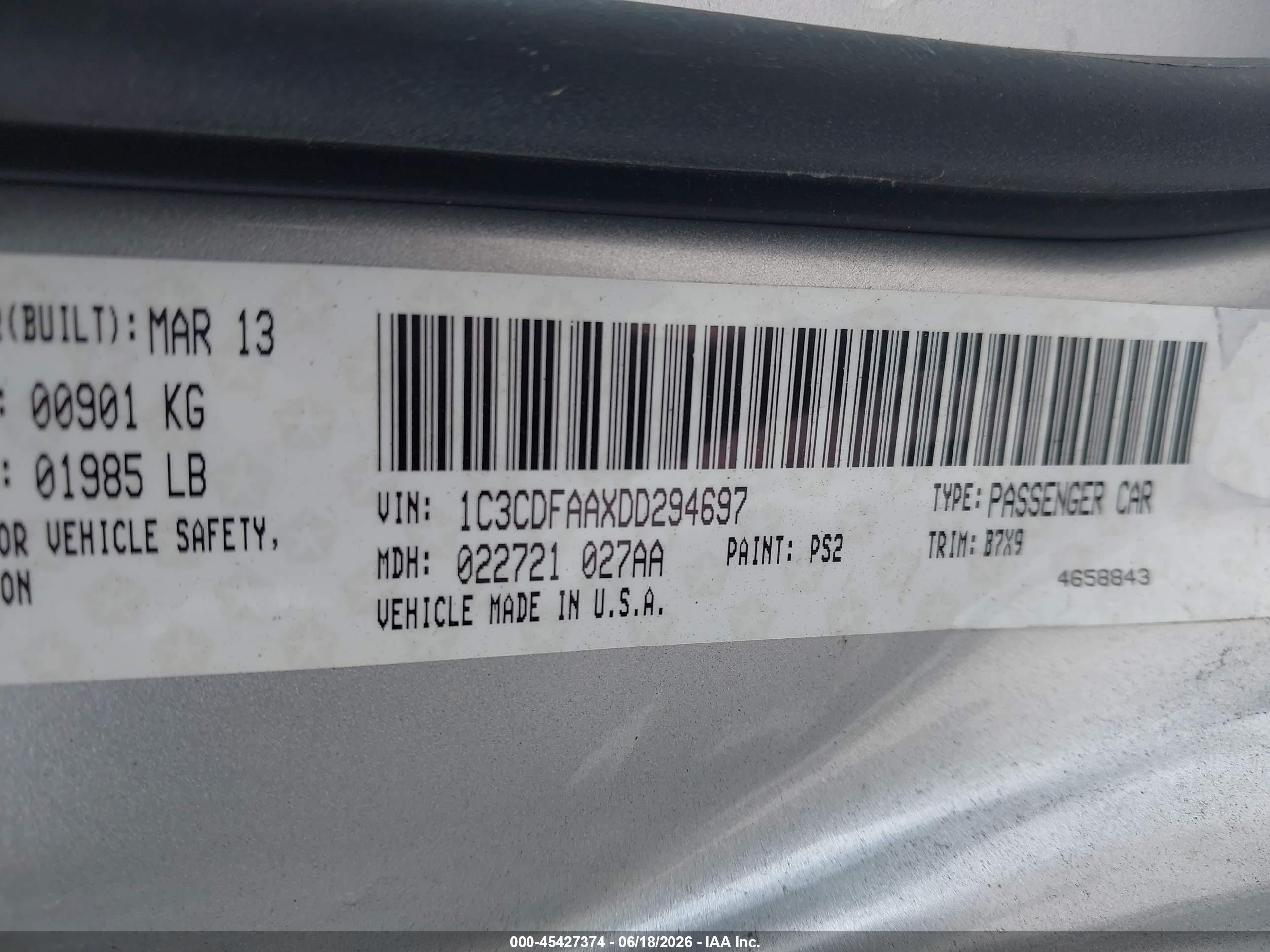 2013 Dodge Dart Se Silver vin: 1C3CDFAAXDD294697