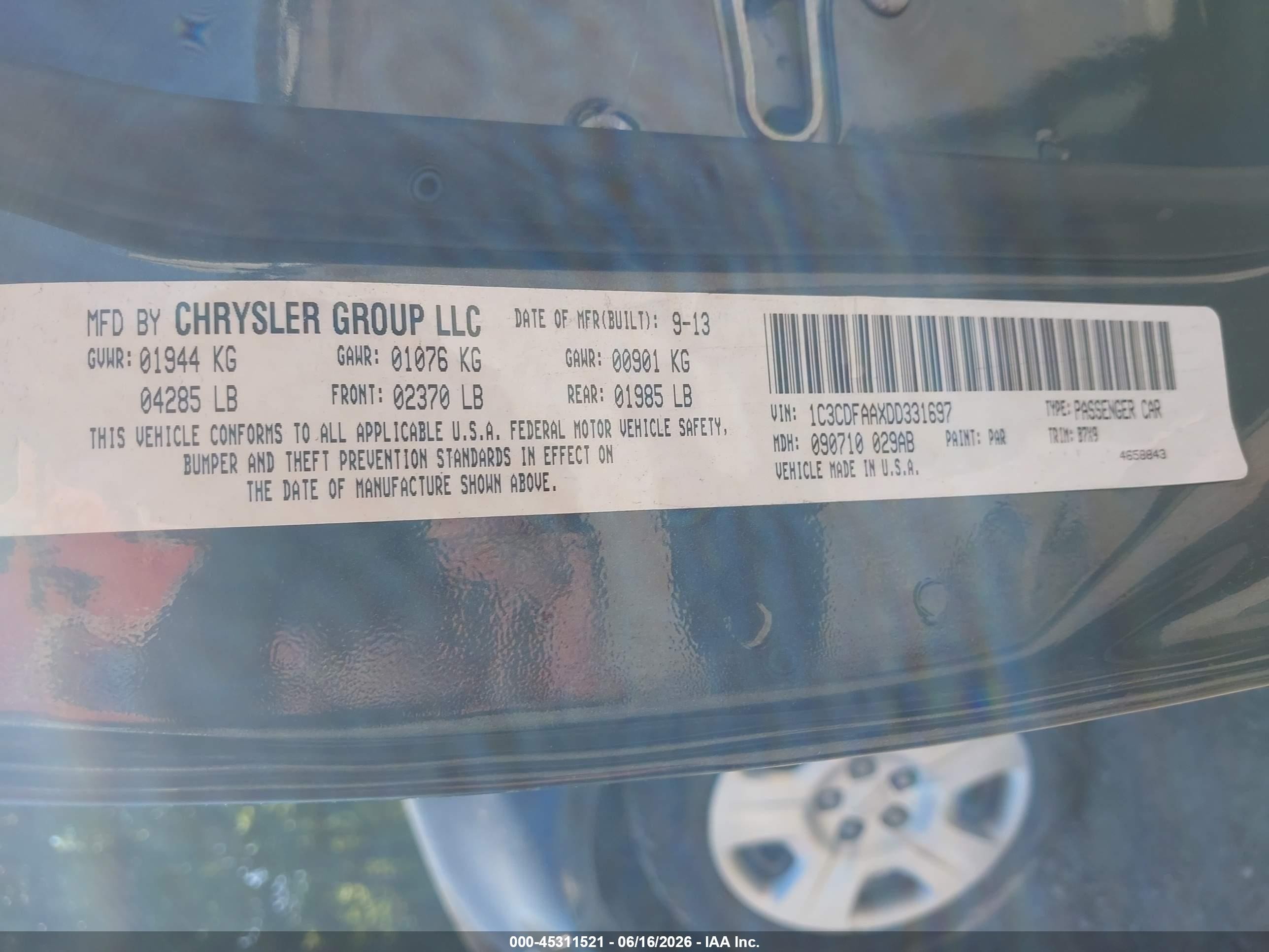 2013 Dodge Dart Se Blue vin: 1C3CDFAAXDD331697