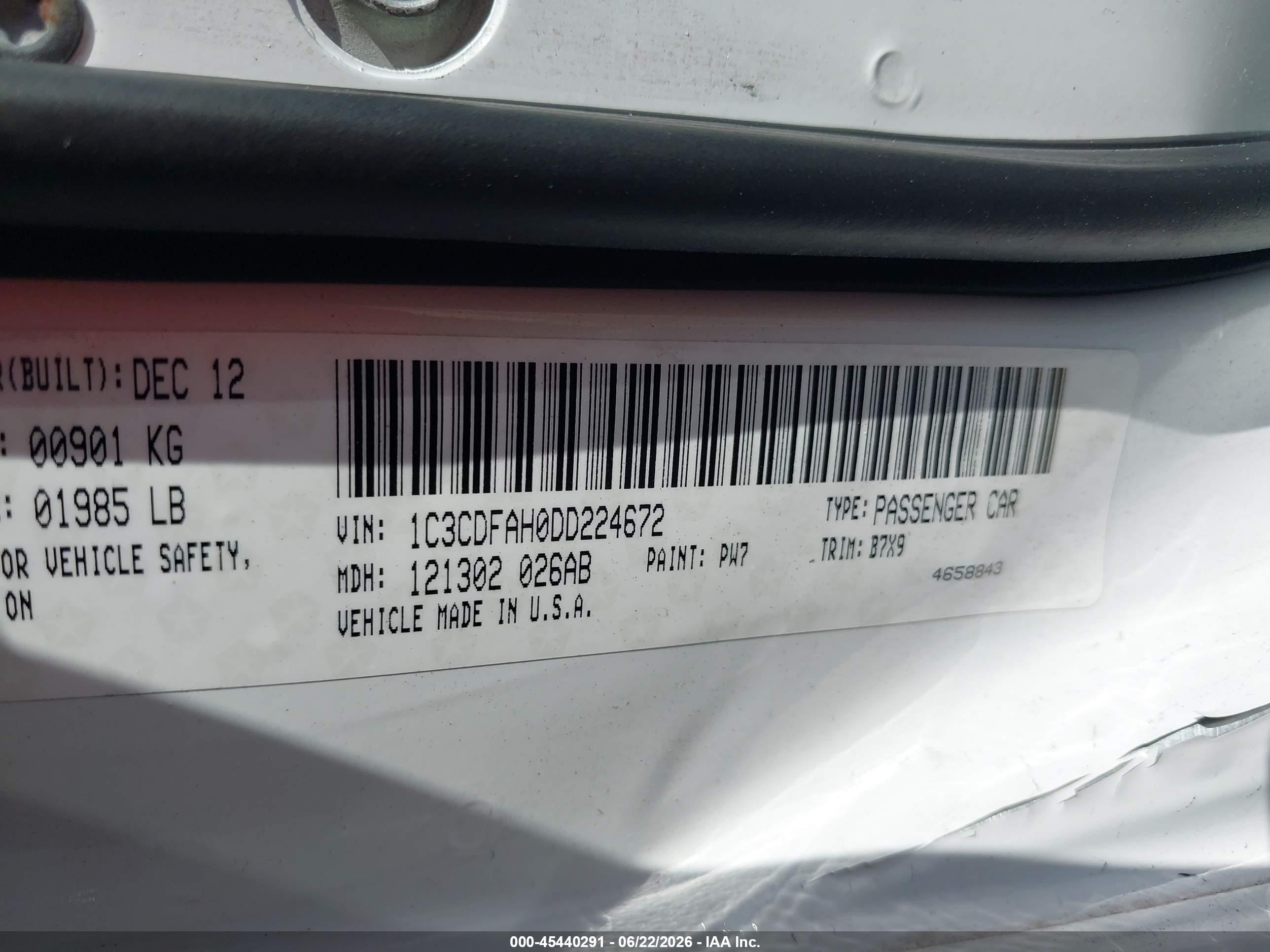 2013 Dodge Dart Aero White vin: 1C3CDFAH0DD224672