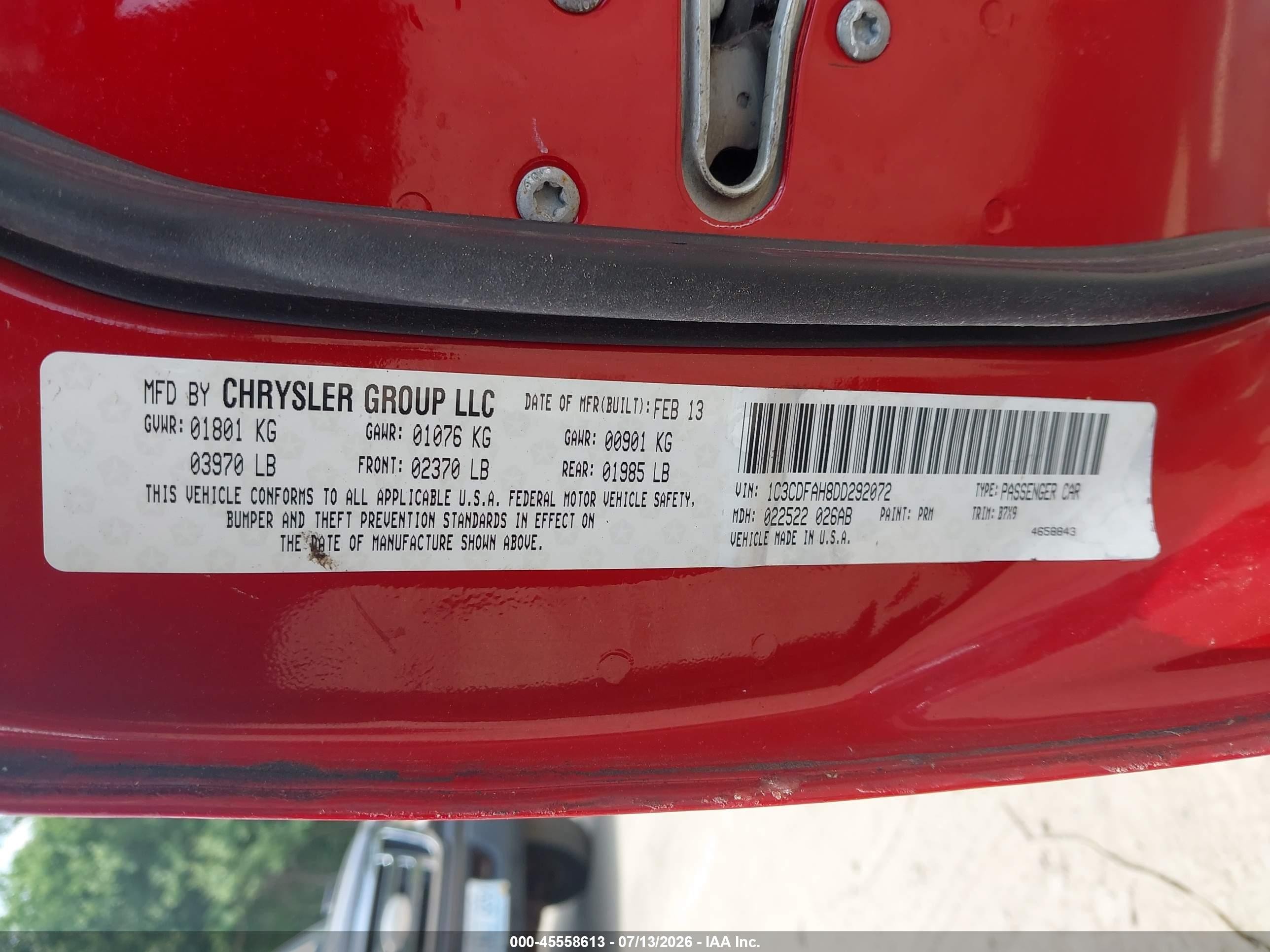 2013 Dodge Dart Aero Red vin: 1C3CDFAH8DD292072