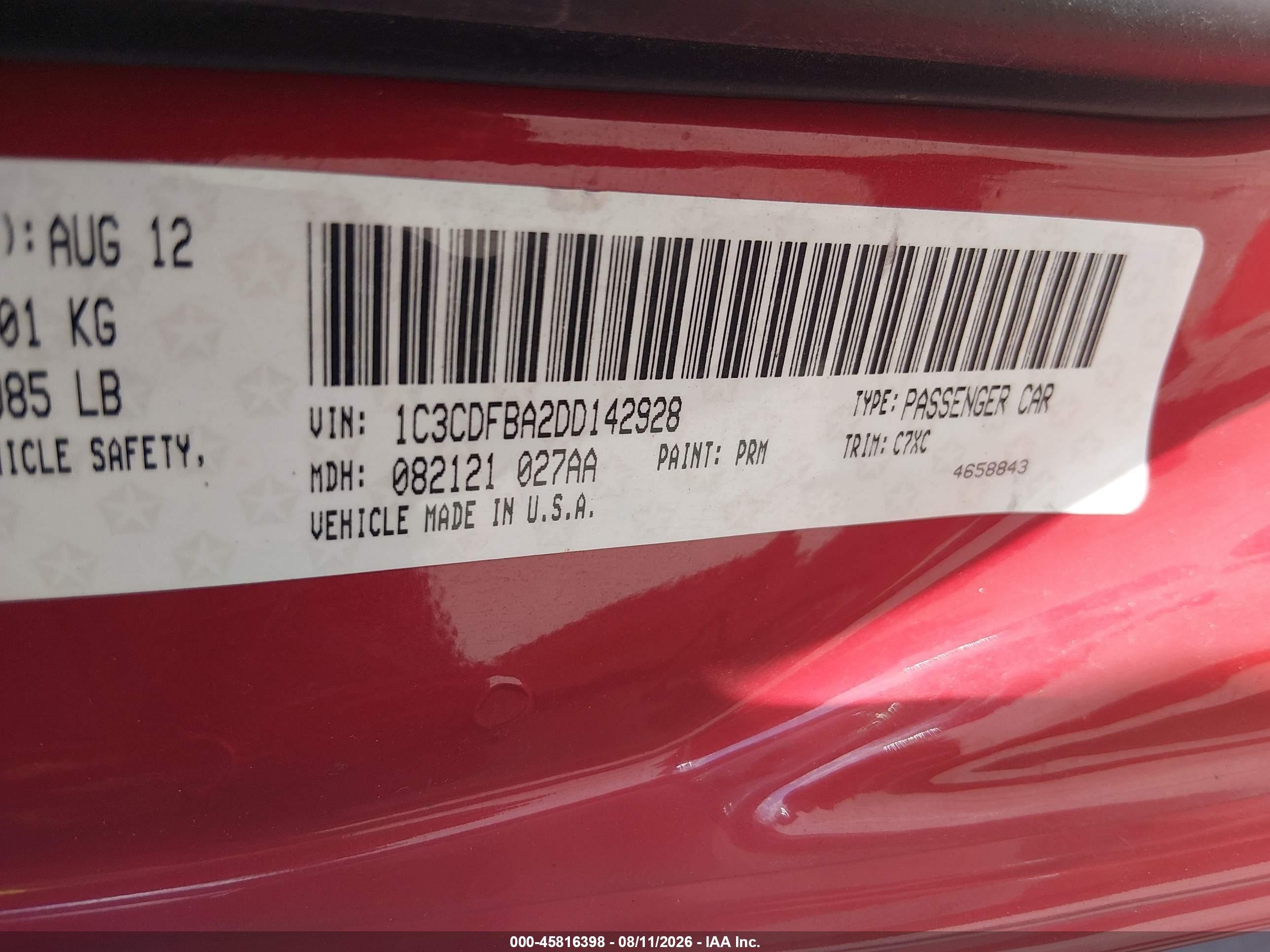 2013 Dodge Dart Rallye Red vin: 1C3CDFBA2DD142928