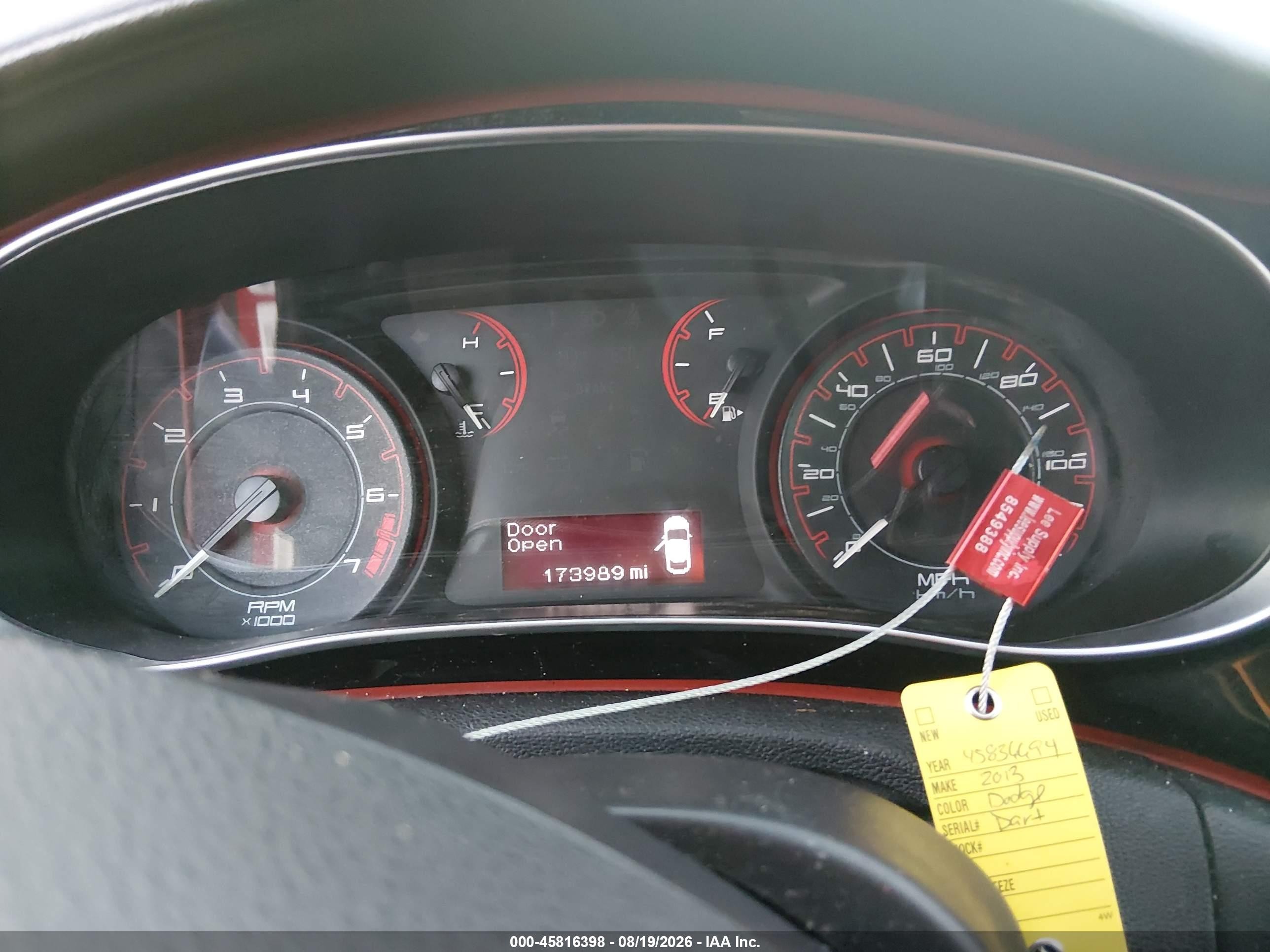 2013 Dodge Dart Rallye Red vin: 1C3CDFBA2DD142928