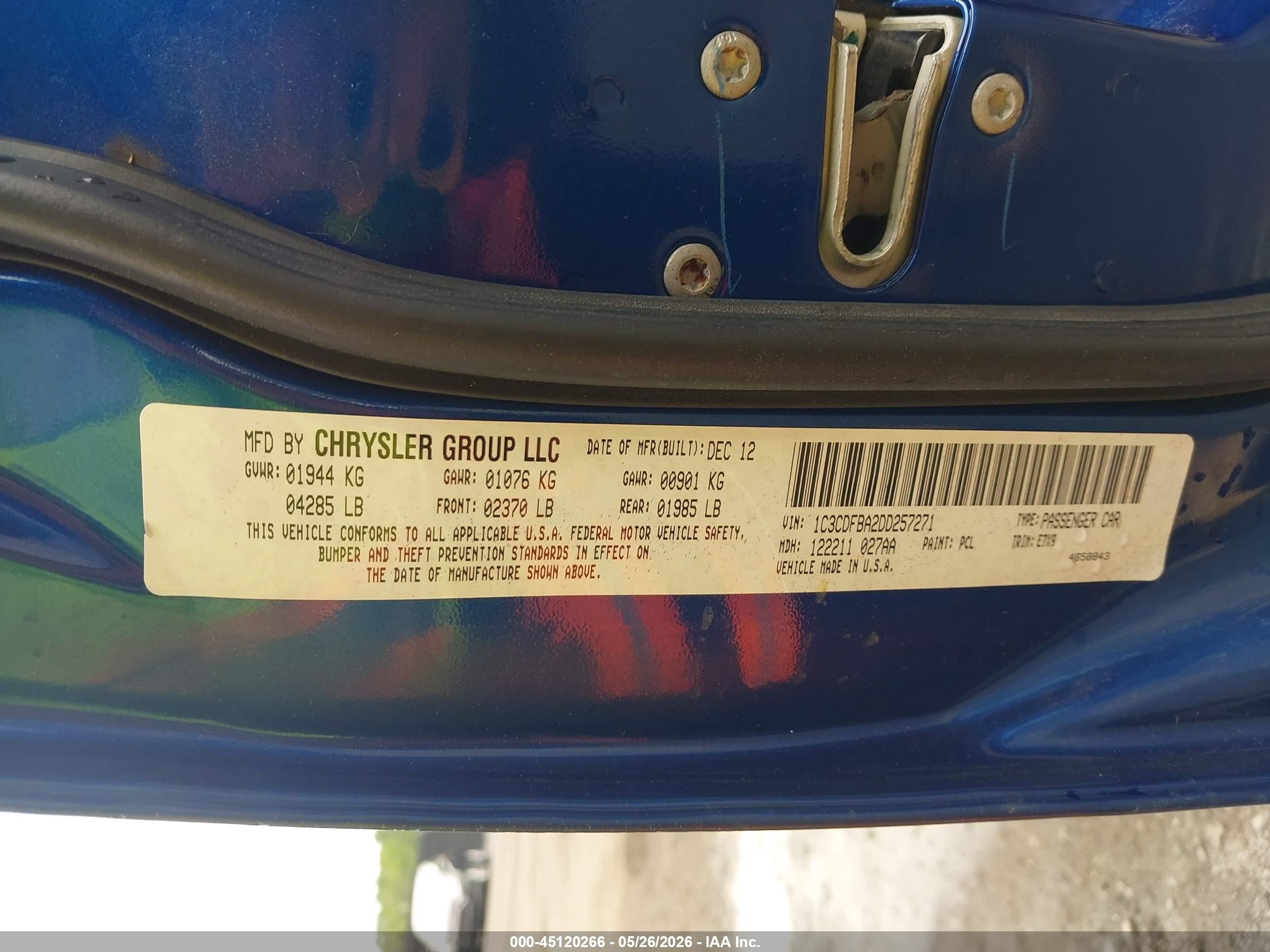 2013 Dodge Dart Sxt Blue vin: 1C3CDFBA2DD257271