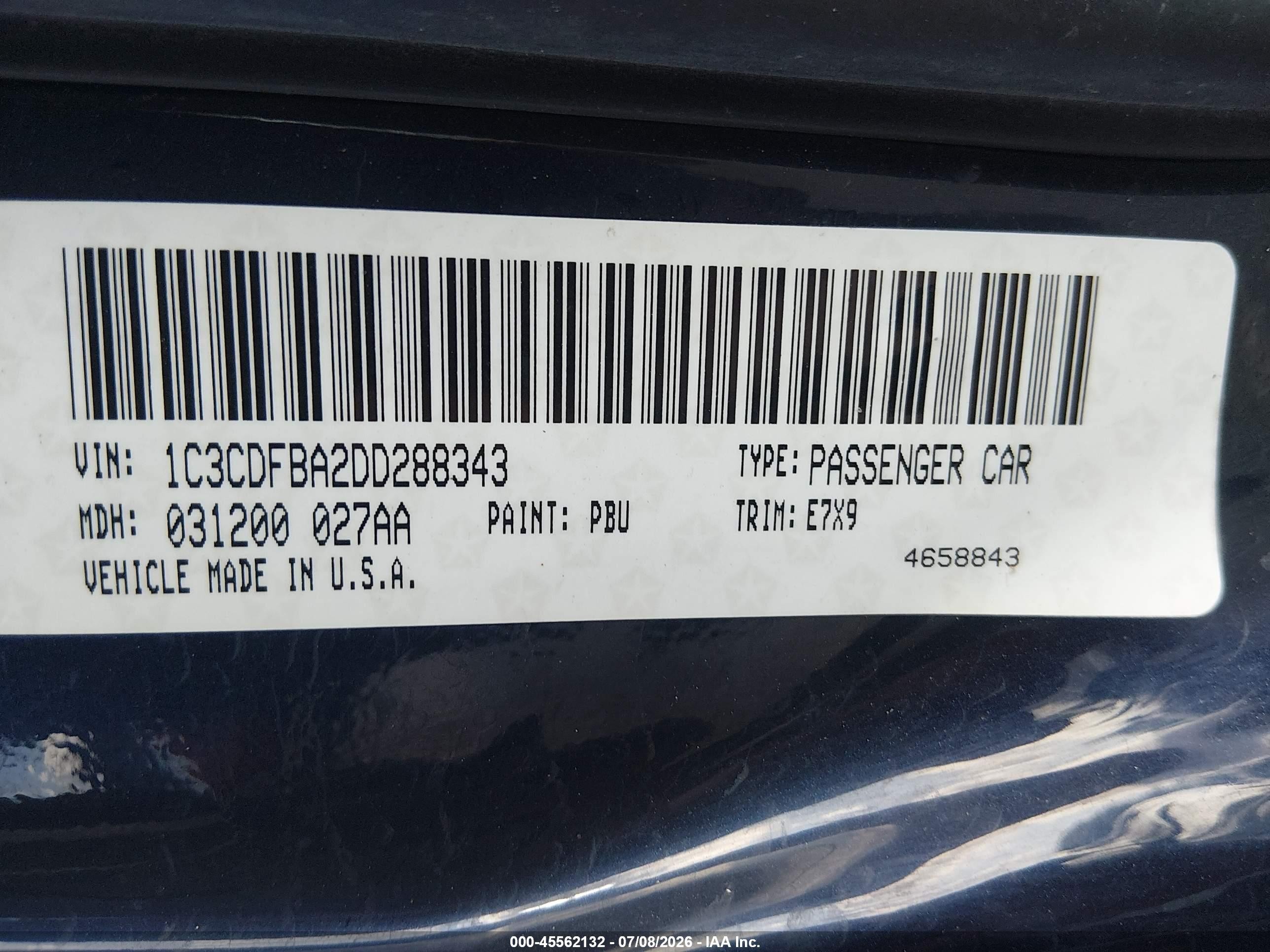 2013 Dodge Dart Sxt Dark Blue vin: 1C3CDFBA2DD288343