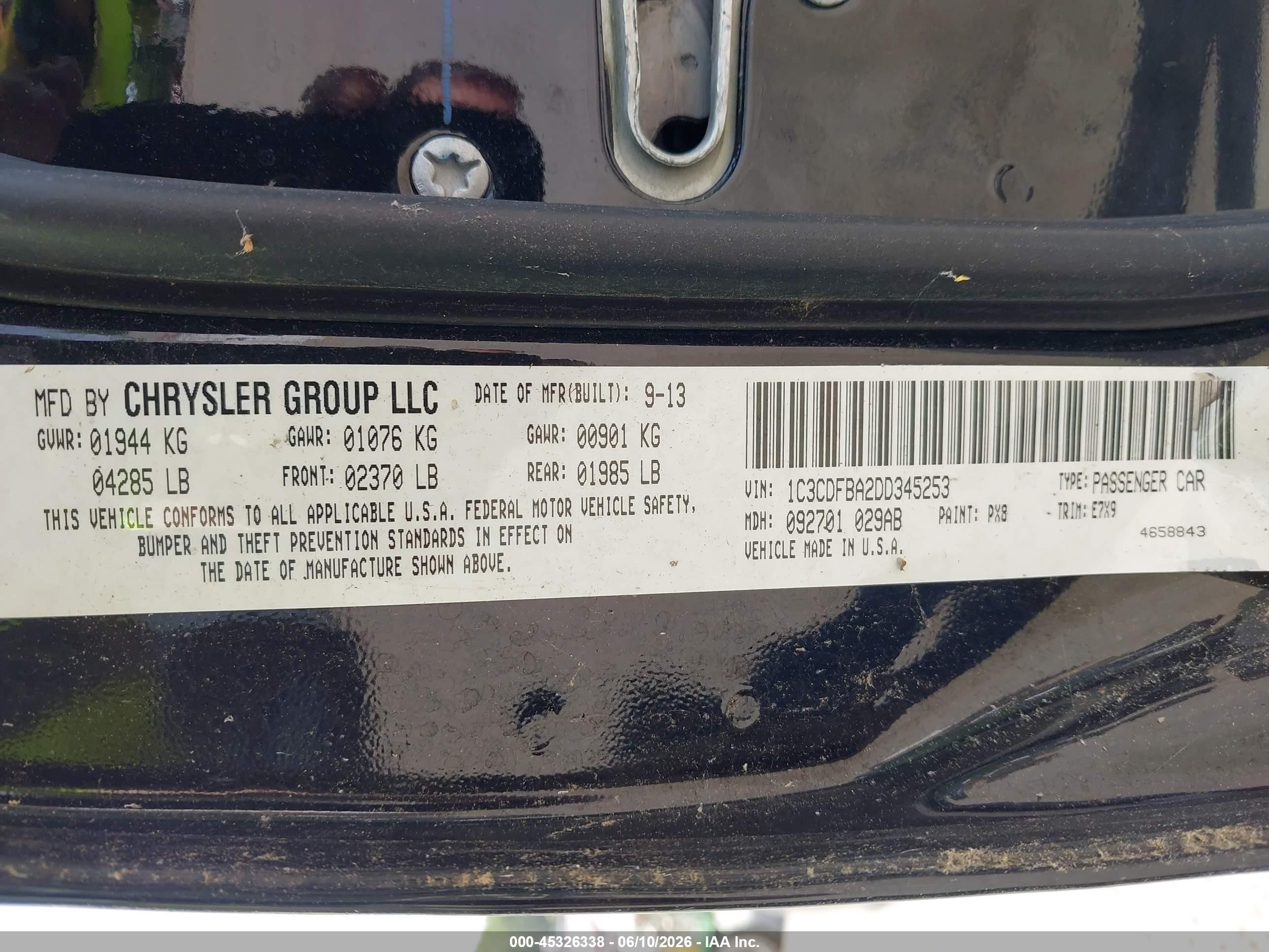 2013 Dodge Dart Sxt Black vin: 1C3CDFBA2DD345253