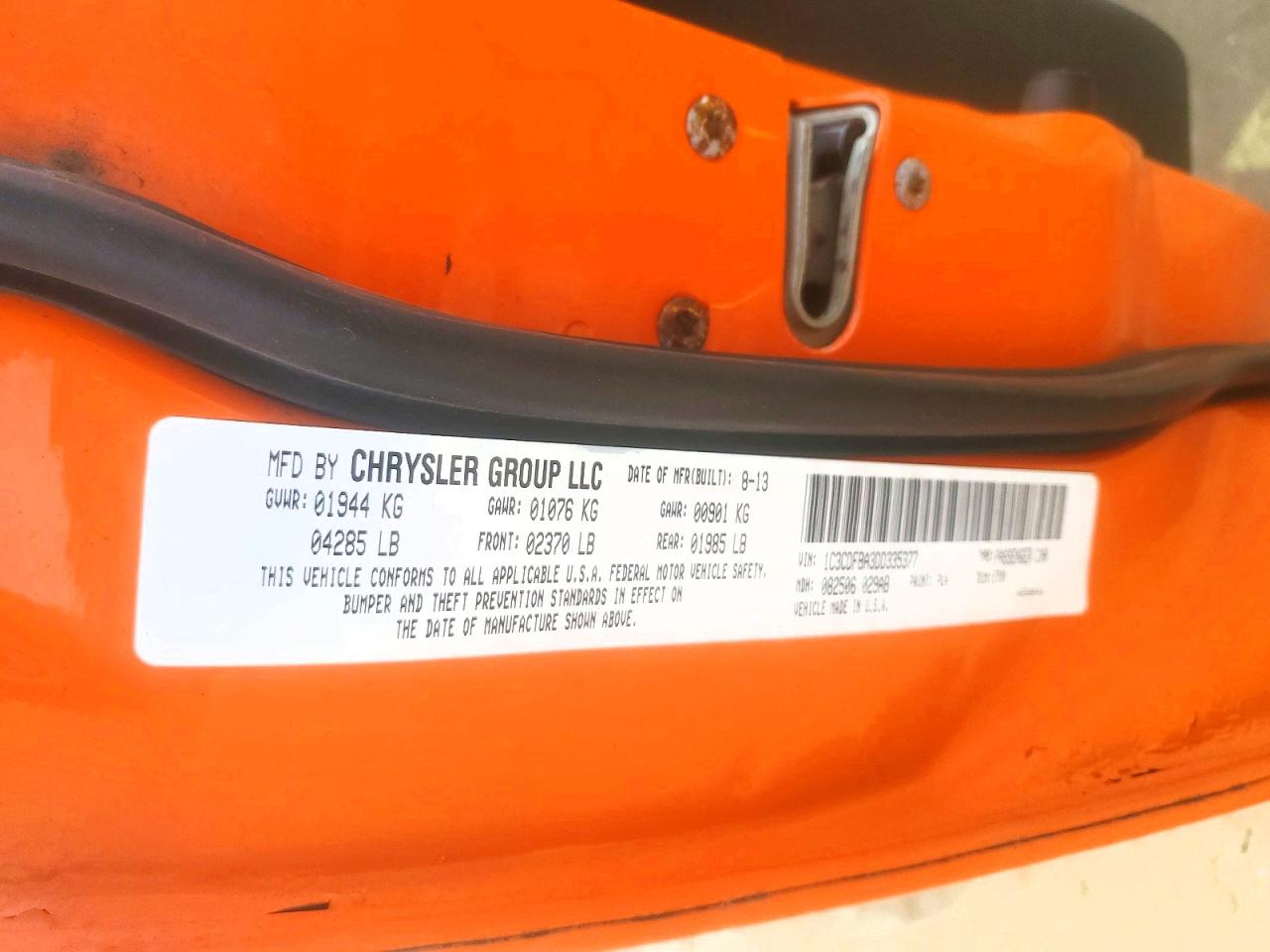 2013 Dodge Dart Sxt Orange vin: 1C3CDFBA3DD335377
