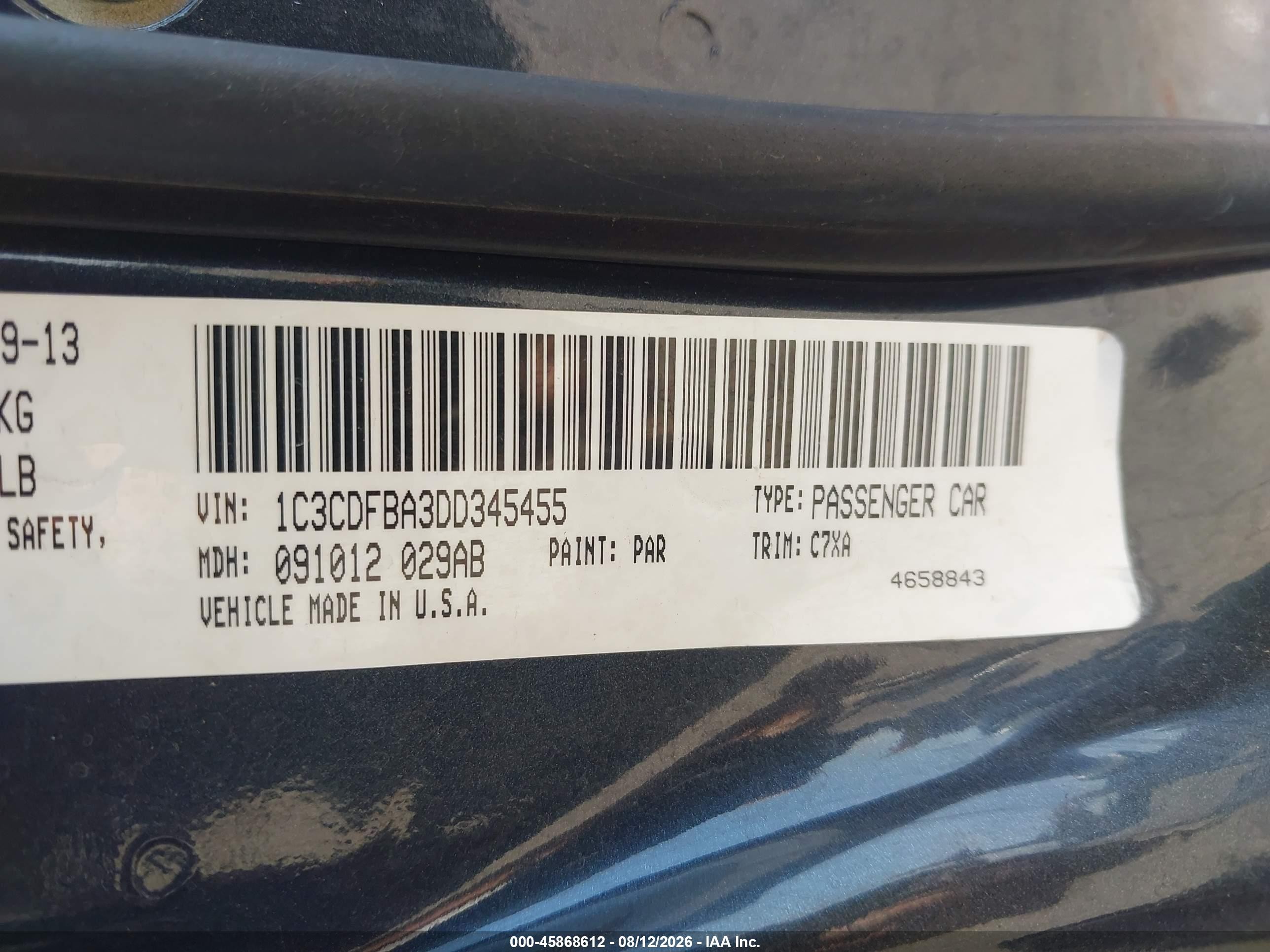 2013 Dodge Dart Sxt Dark Blue vin: 1C3CDFBA3DD345455